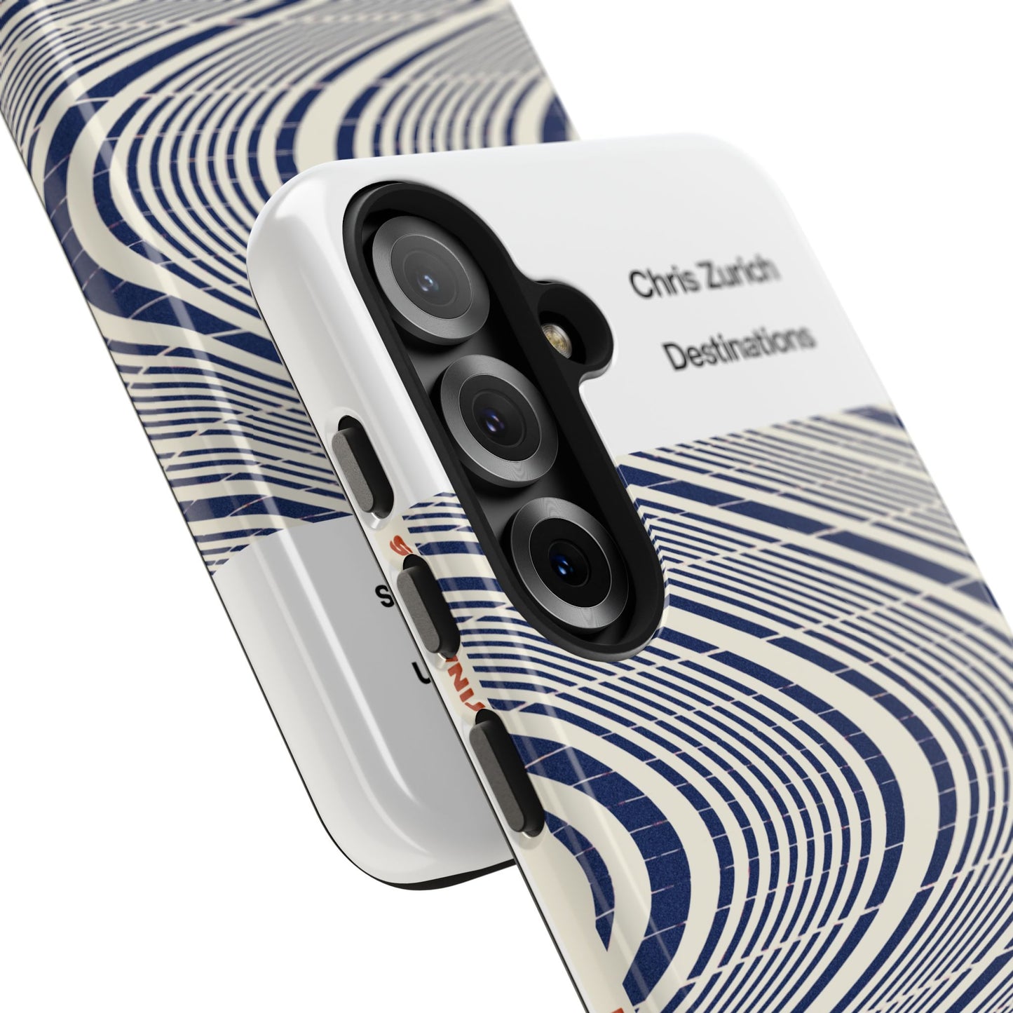 Destinations - Blue Wave Optical Art phone case | abstract line pattern, Chris Zurich Destinations