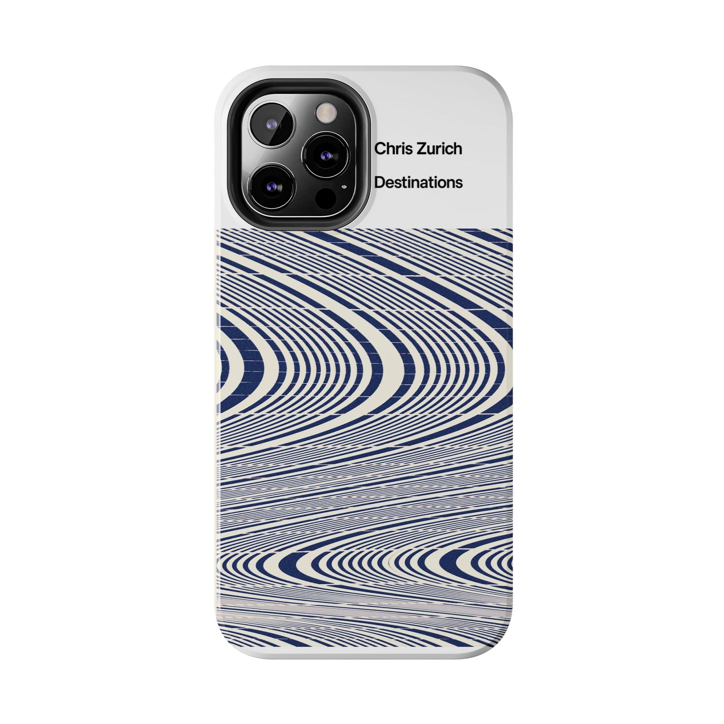Destinations - Blue Wave Optical Art phone case | abstract line pattern, Chris Zurich Destinations