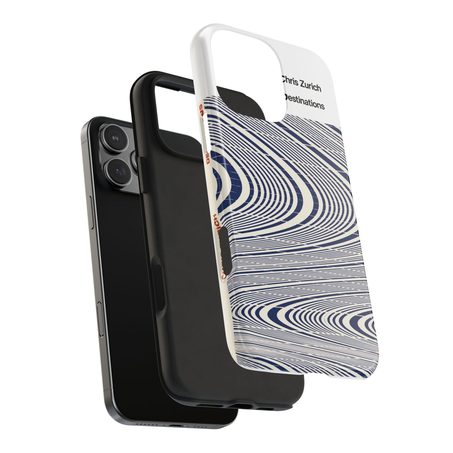 Destinations - Blue Wave Optical Art phone case | abstract line pattern, Chris Zurich Destinations