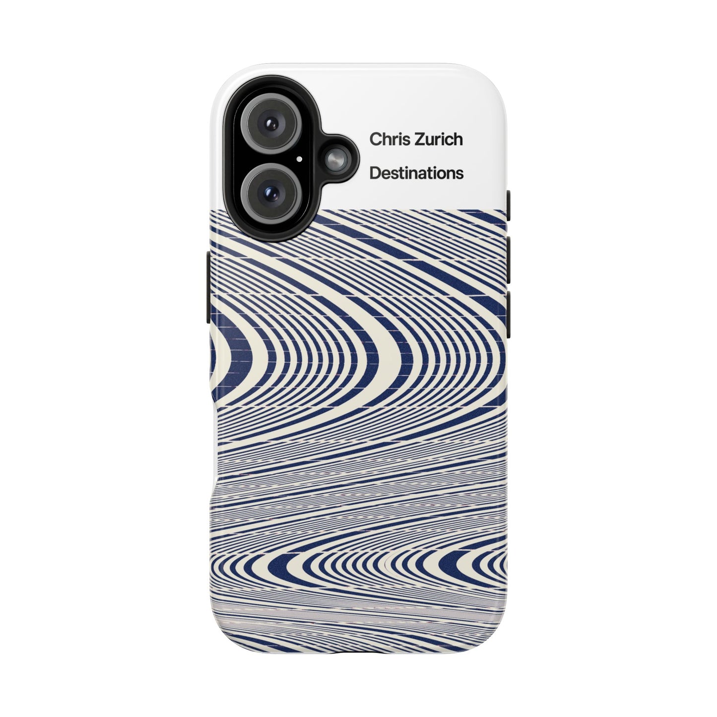 Destinations - Blue Wave Optical Art phone case | abstract line pattern, Chris Zurich Destinations
