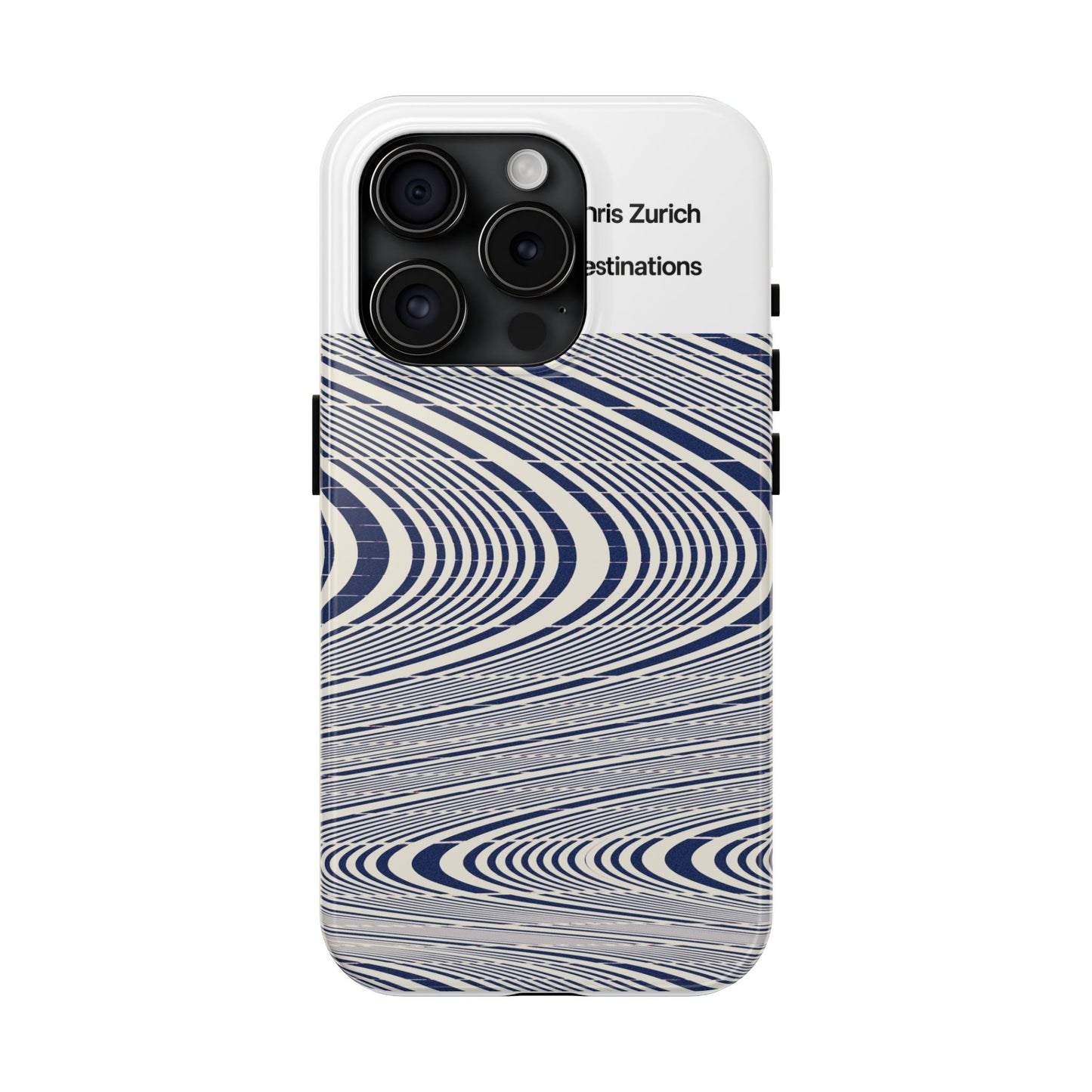 Destinations - Blue Wave Optical Art phone case | abstract line pattern, Chris Zurich Destinations