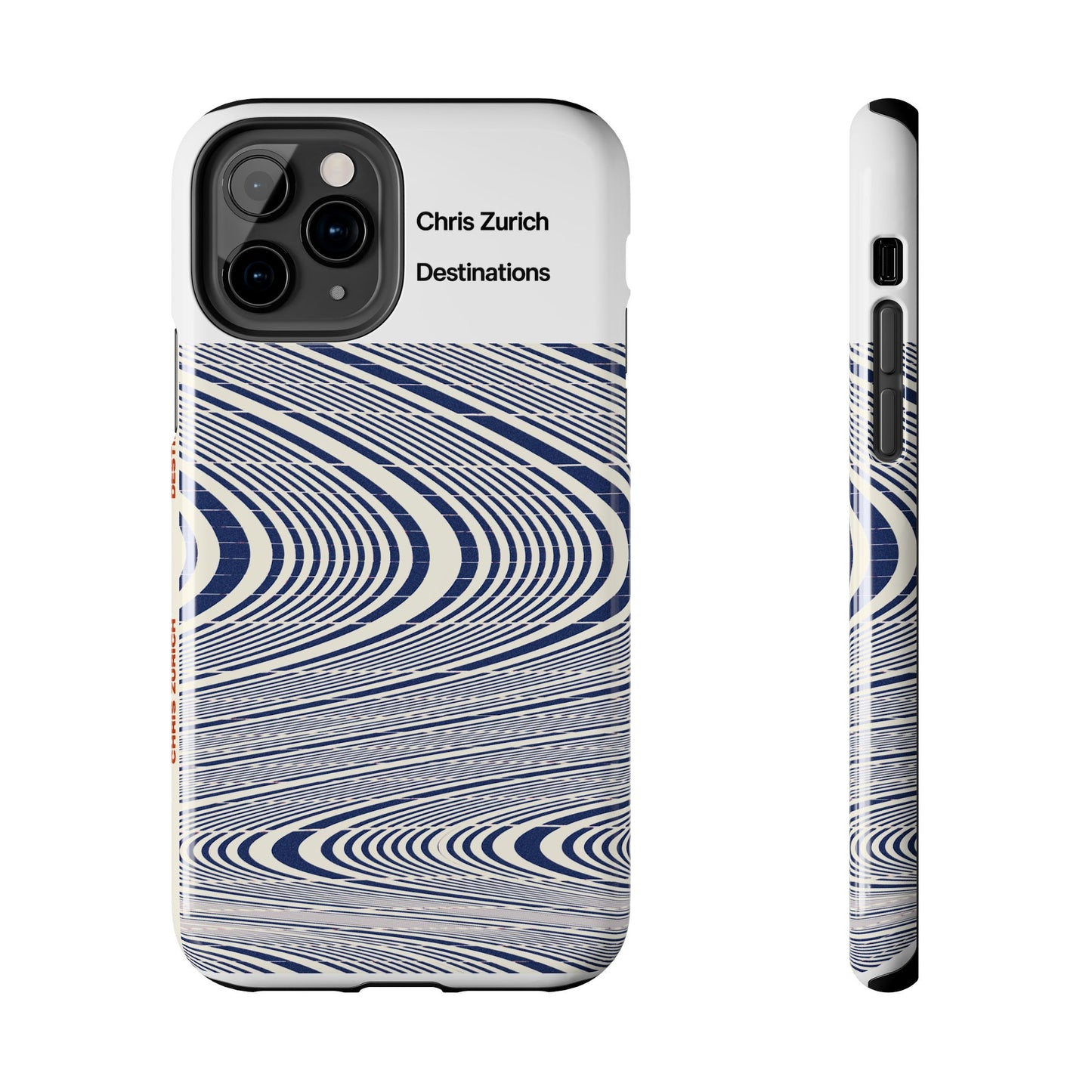 Destinations - Blue Wave Optical Art phone case | abstract line pattern, Chris Zurich Destinations