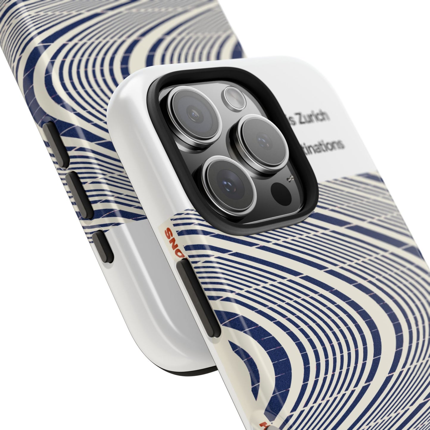 Destinations - Blue Wave Optical Art phone case | abstract line pattern, Chris Zurich Destinations