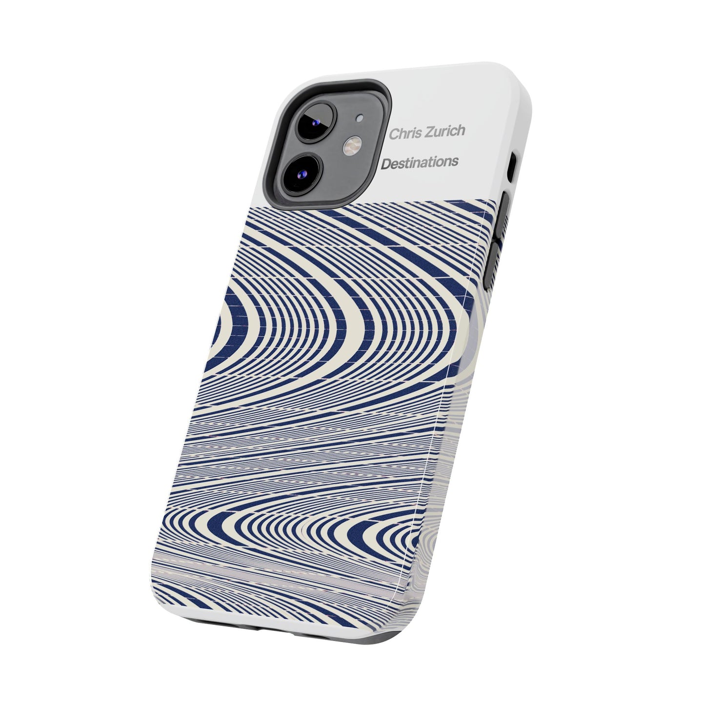 Destinations - Blue Wave Optical Art phone case | abstract line pattern, Chris Zurich Destinations