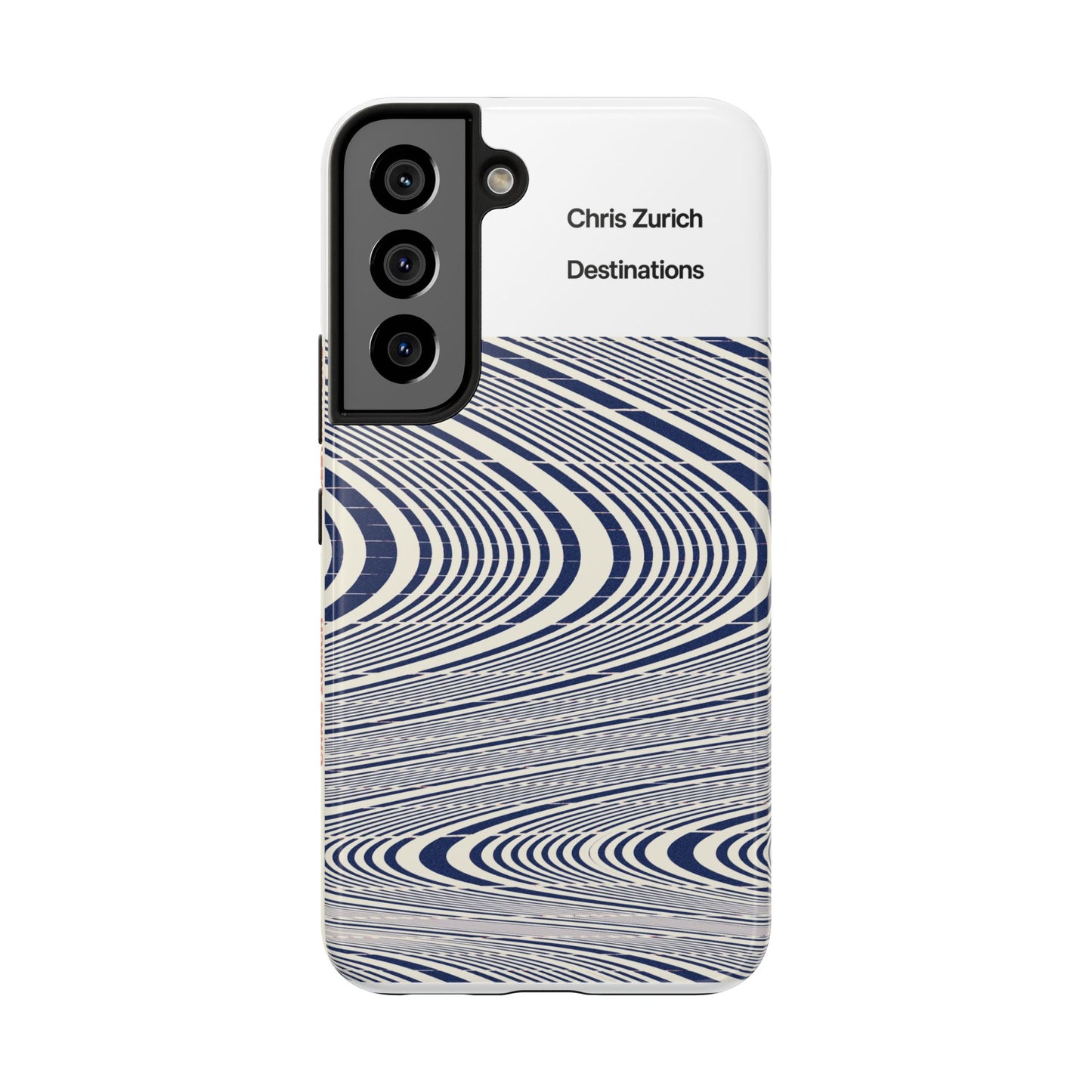 Destinations - Blue Wave Optical Art phone case | abstract line pattern, Chris Zurich Destinations