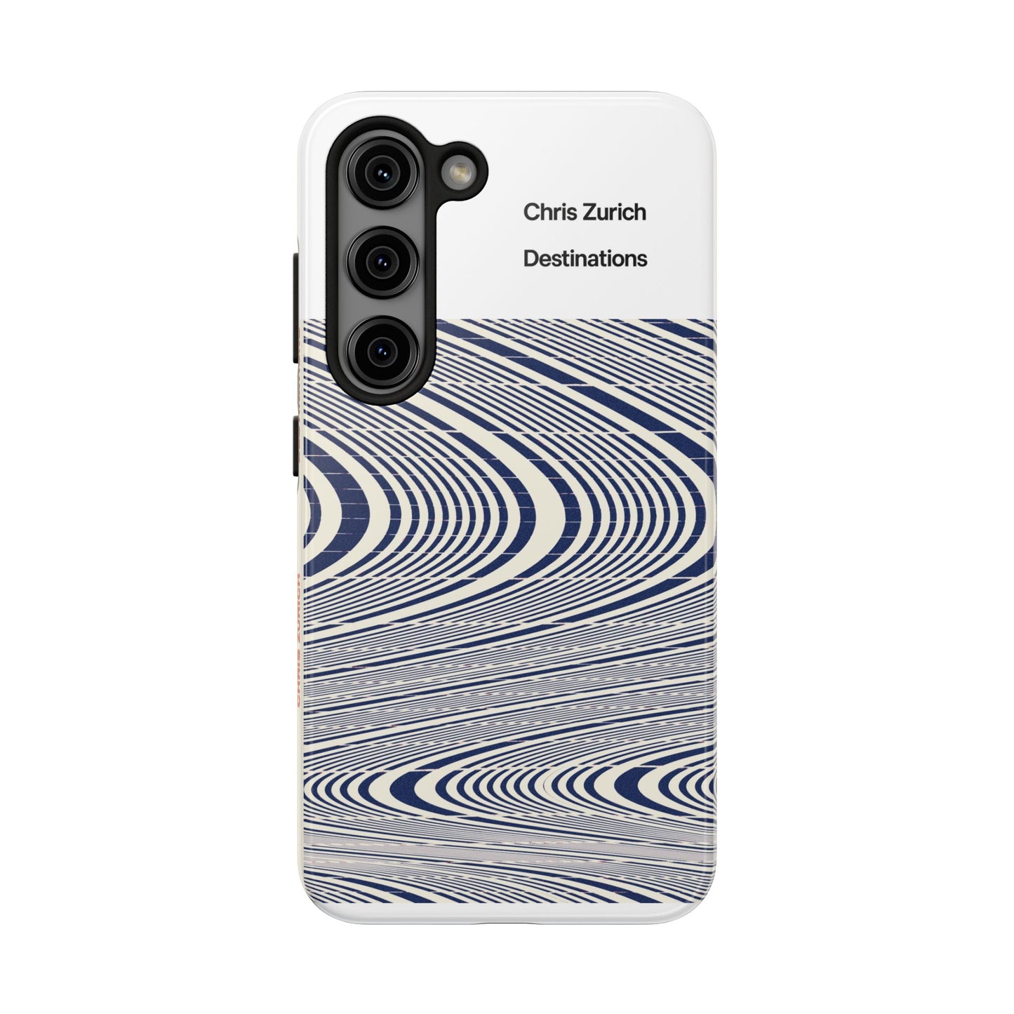 Destinations - Blue Wave Optical Art phone case | abstract line pattern, Chris Zurich Destinations