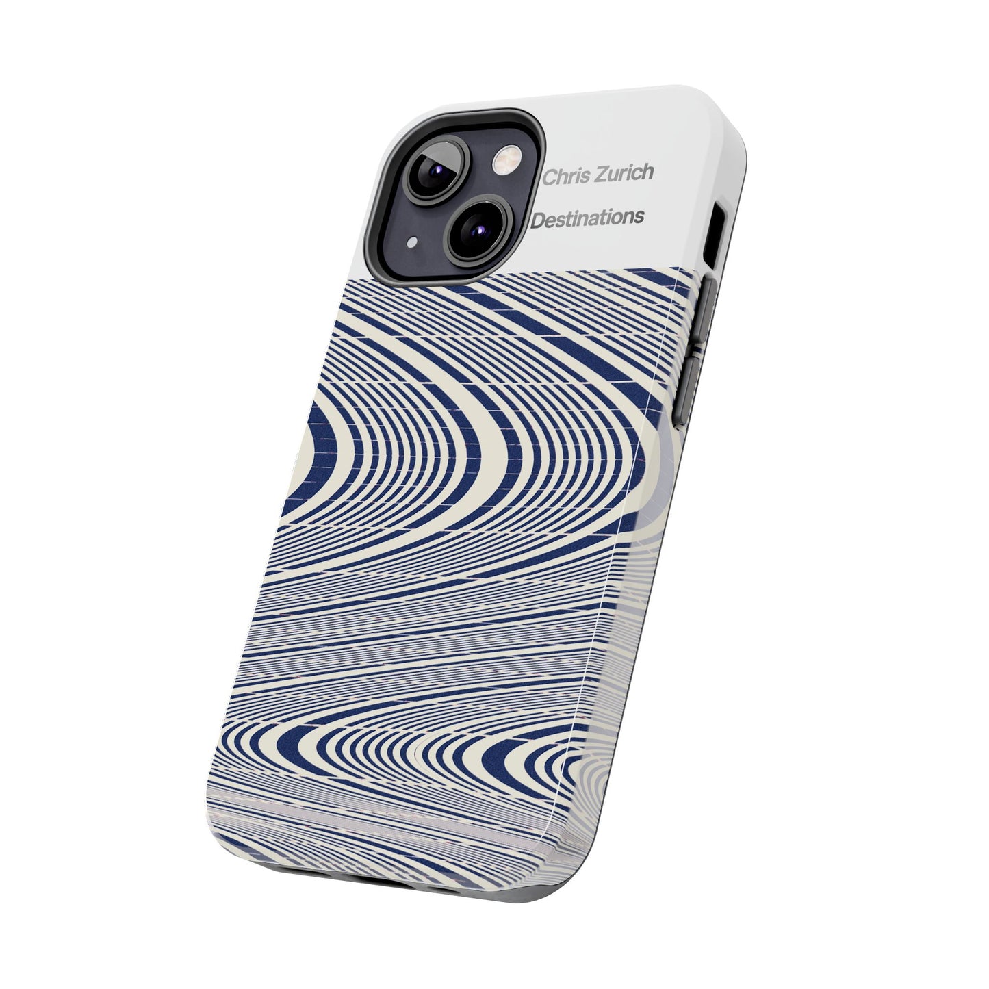 Destinations - Blue Wave Optical Art phone case | abstract line pattern, Chris Zurich Destinations