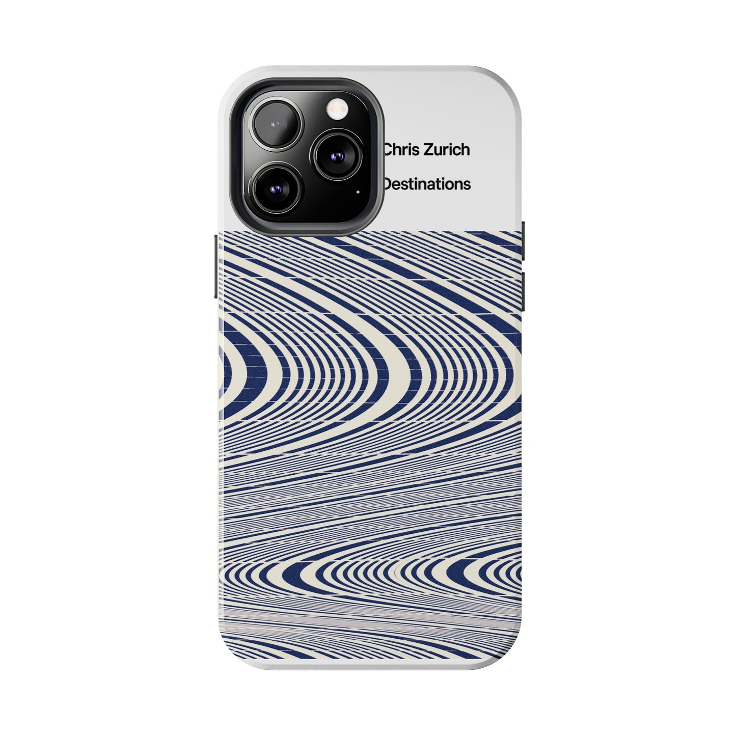 Destinations - Blue Wave Optical Art phone case | abstract line pattern, Chris Zurich Destinations