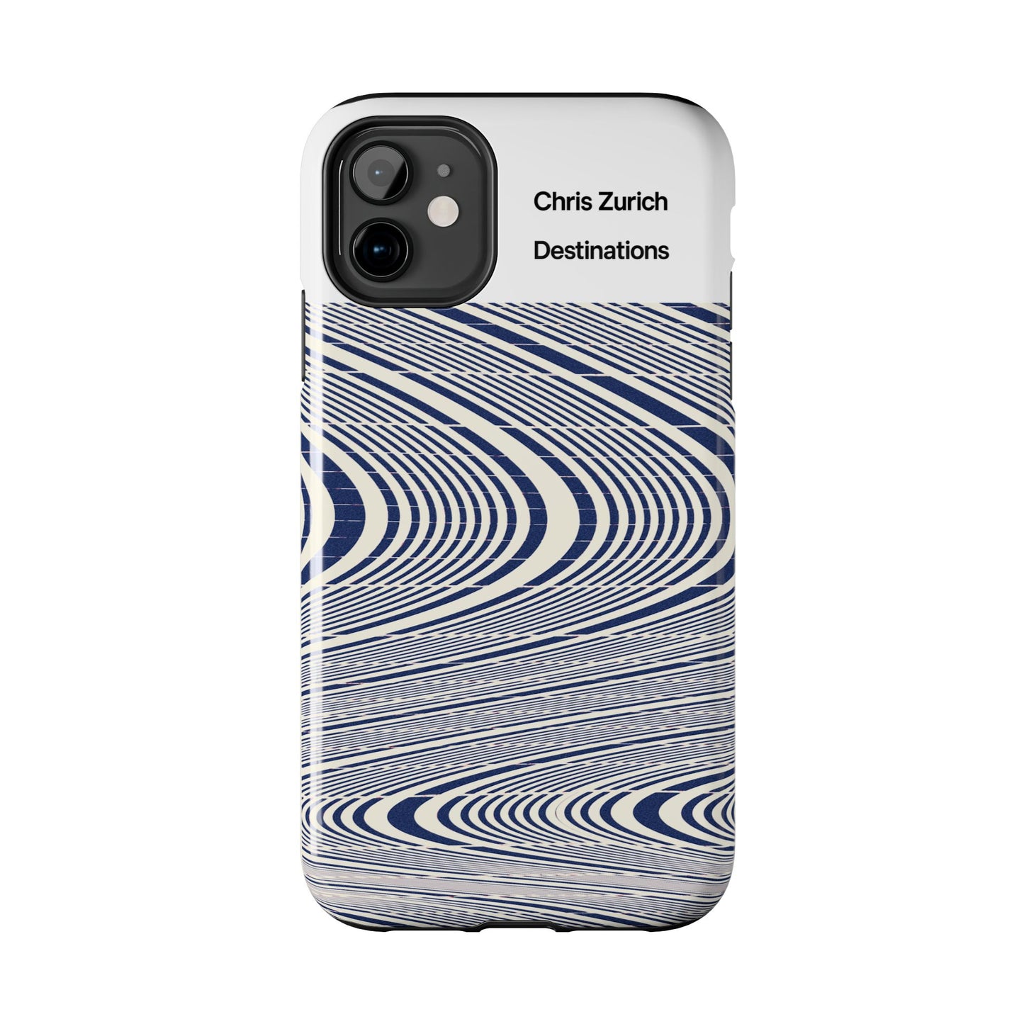 Destinations - Blue Wave Optical Art phone case | abstract line pattern, Chris Zurich Destinations