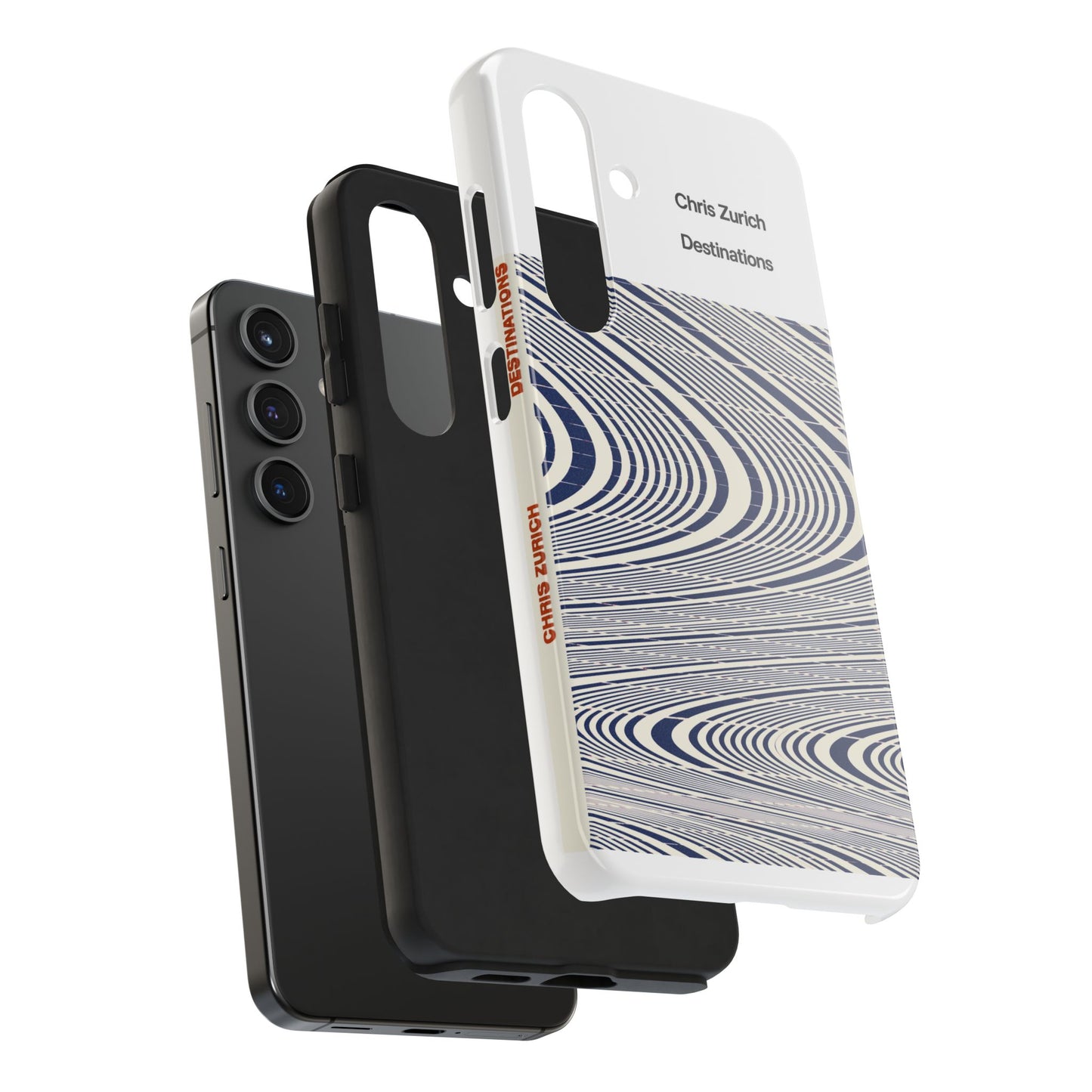 Destinations - Blue Wave Optical Art phone case | abstract line pattern, Chris Zurich Destinations