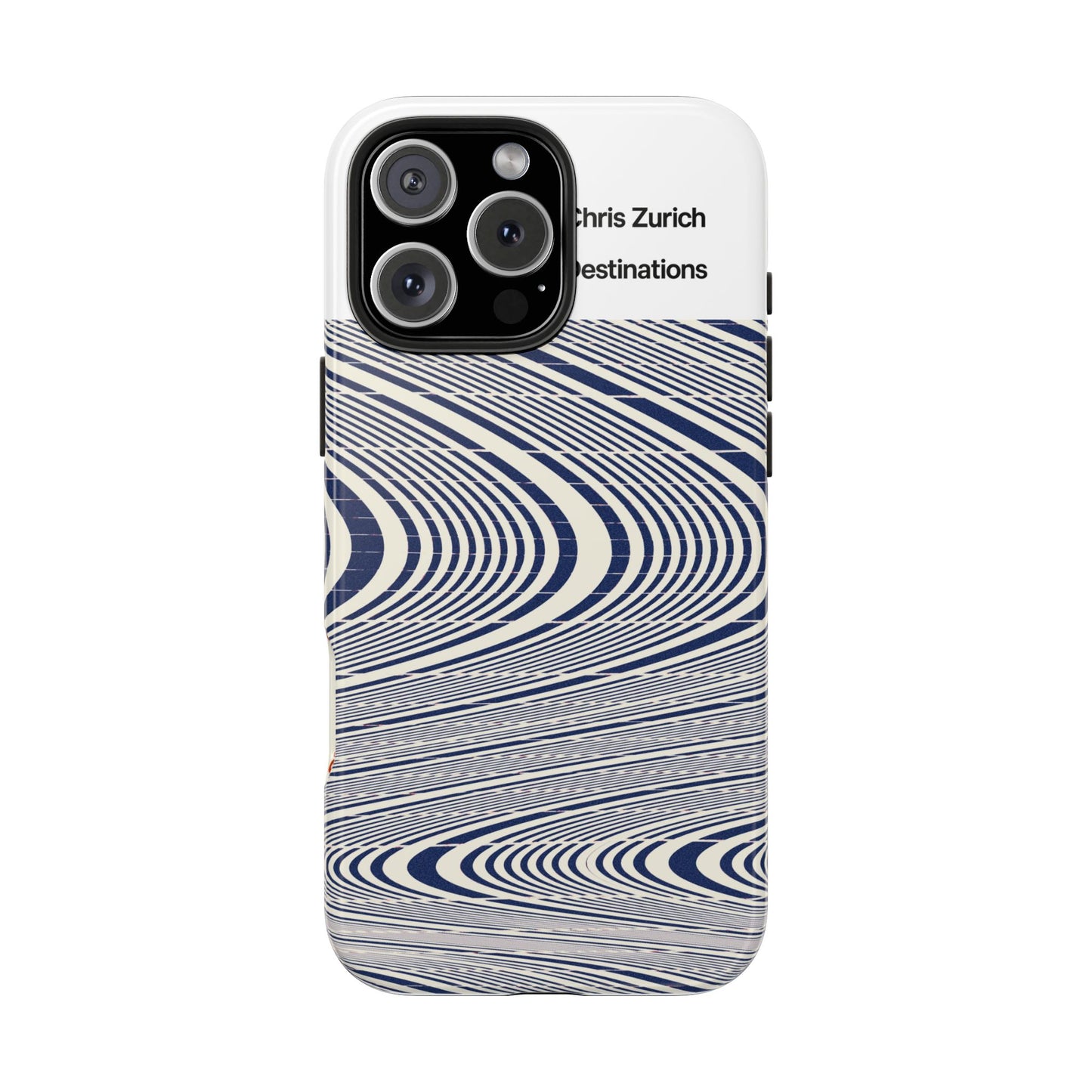 Destinations - Blue Wave Optical Art phone case | abstract line pattern, Chris Zurich Destinations