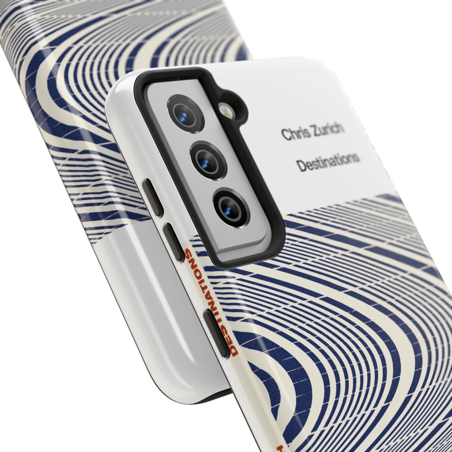 Destinations - Blue Wave Optical Art phone case | abstract line pattern, Chris Zurich Destinations