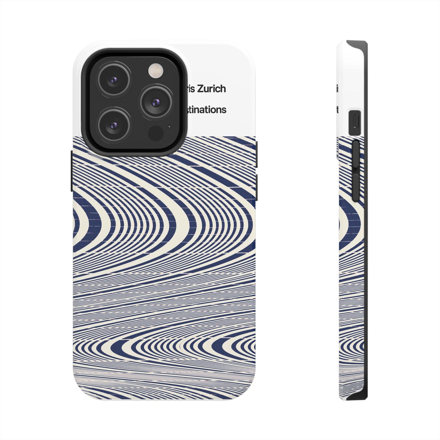 Destinations - Blue Wave Optical Art phone case | abstract line pattern, Chris Zurich Destinations
