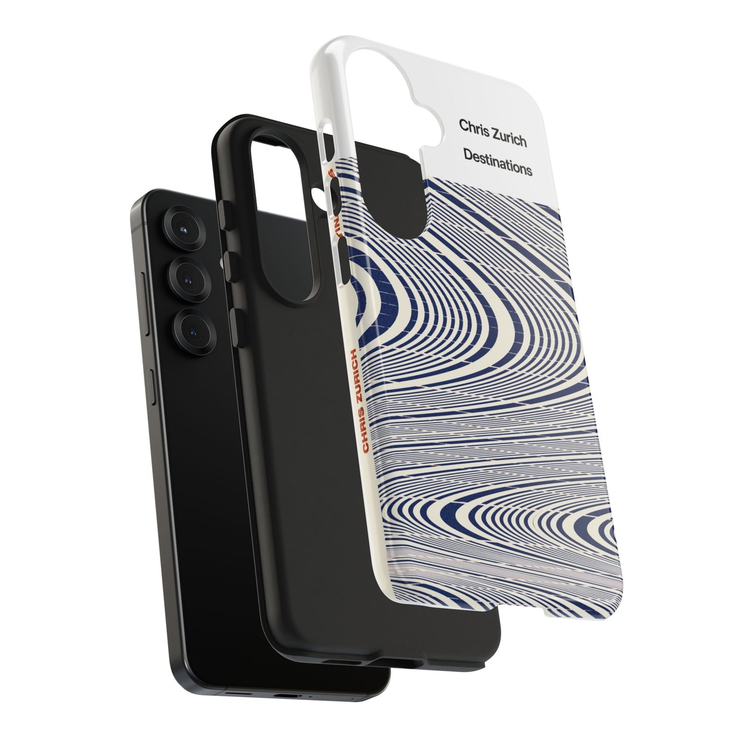 Destinations - Blue Wave Optical Art phone case | abstract line pattern, Chris Zurich Destinations