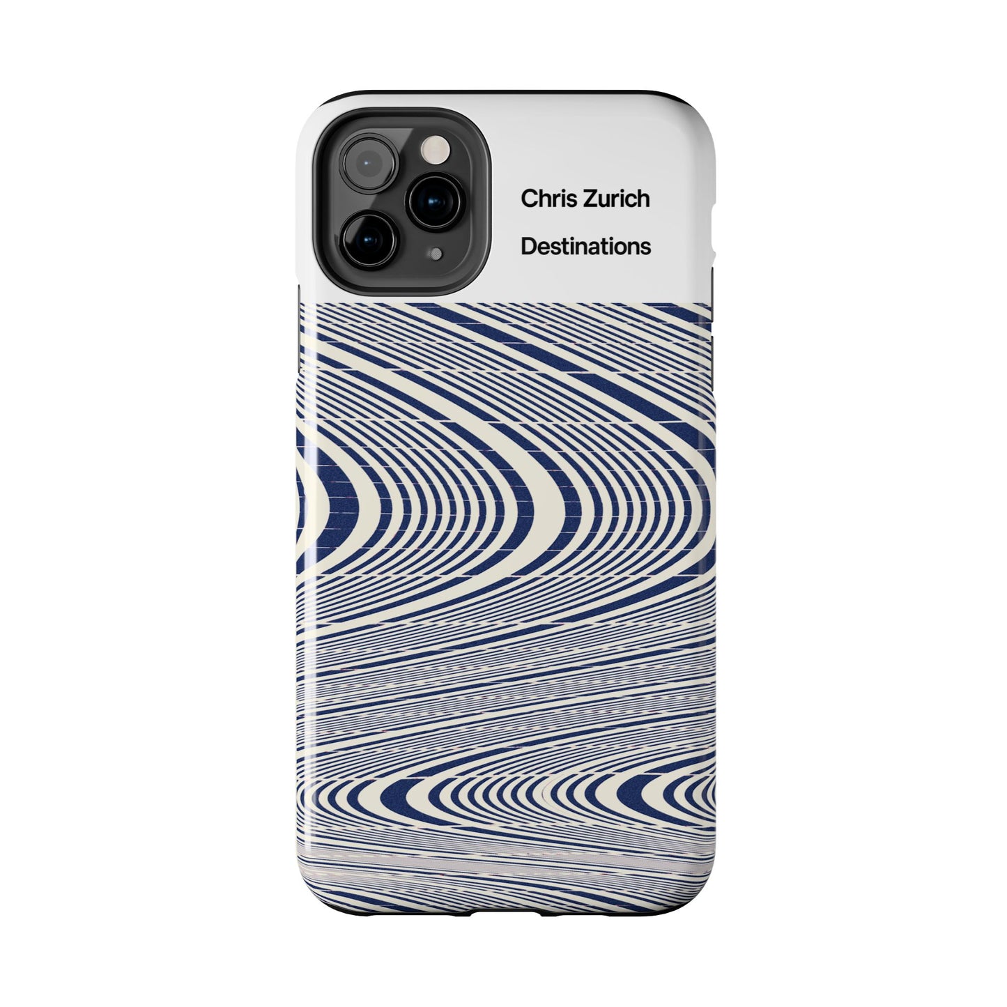Destinations - Blue Wave Optical Art phone case | abstract line pattern, Chris Zurich Destinations