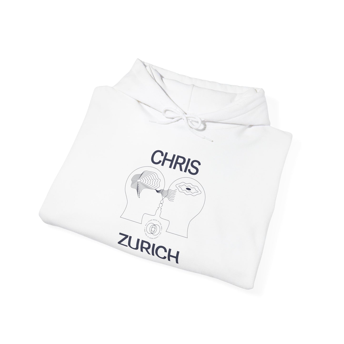 You and I - Shark Illustration Hoodie | Chris Zurich text, minimalist ocean design