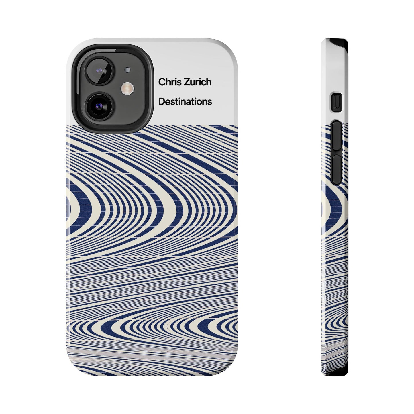 Destinations - Blue Wave Optical Art phone case | abstract line pattern, Chris Zurich Destinations
