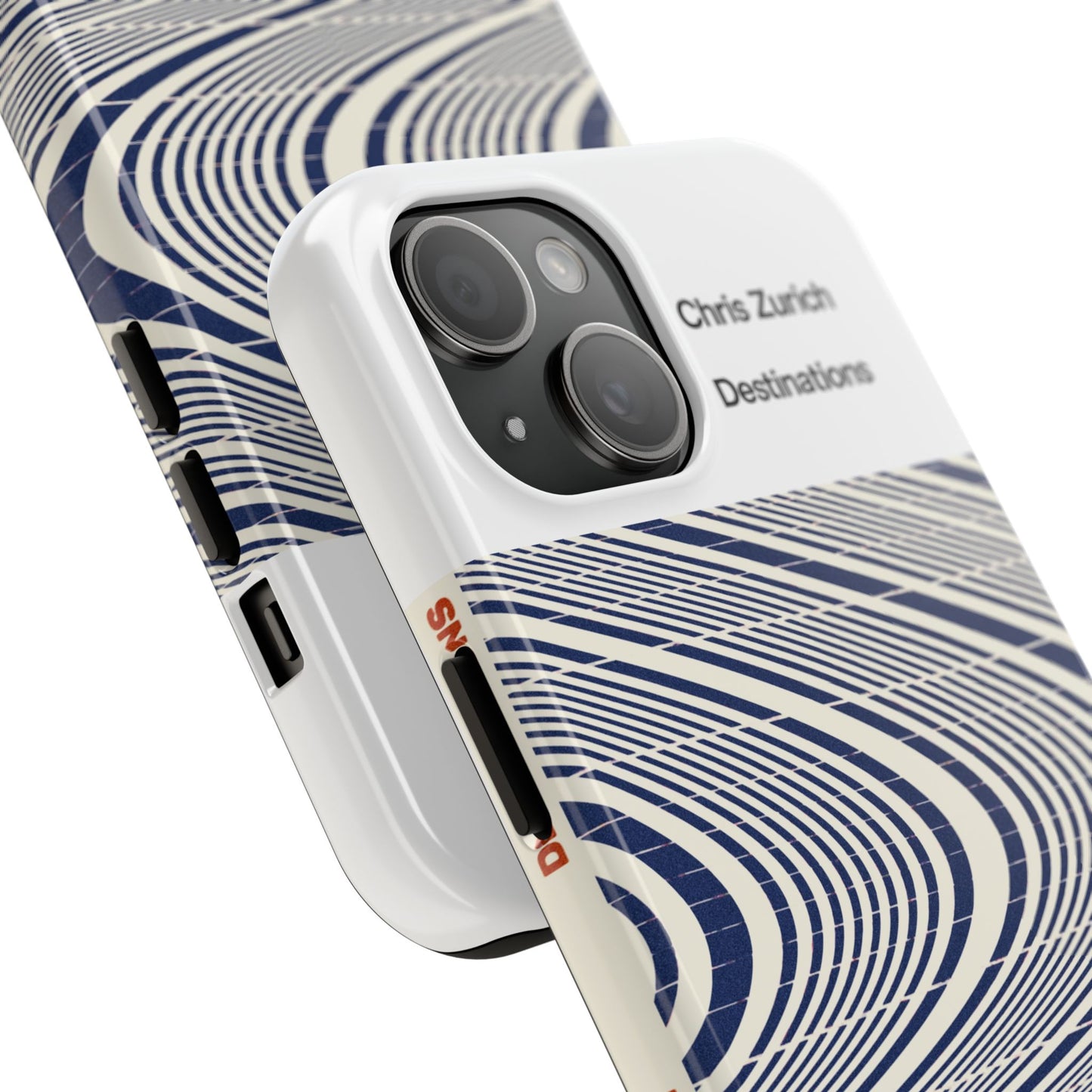 Destinations - Blue Wave Optical Art phone case | abstract line pattern, Chris Zurich Destinations