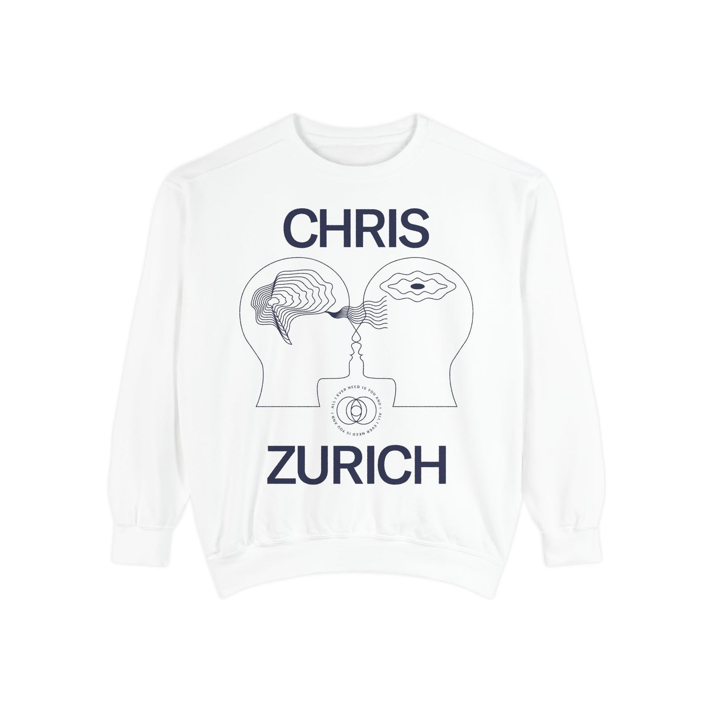 You and I - Chris Zurich graphic sweatshirt | illustrated heads connecting, camera motif