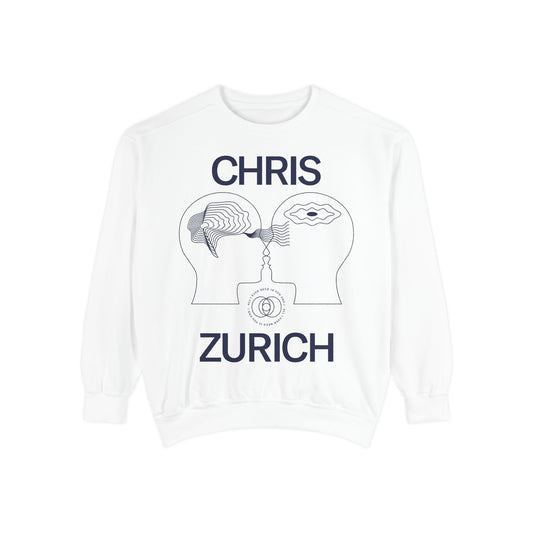 You and I - Chris Zurich graphic sweatshirt | illustrated heads connecting, camera motif