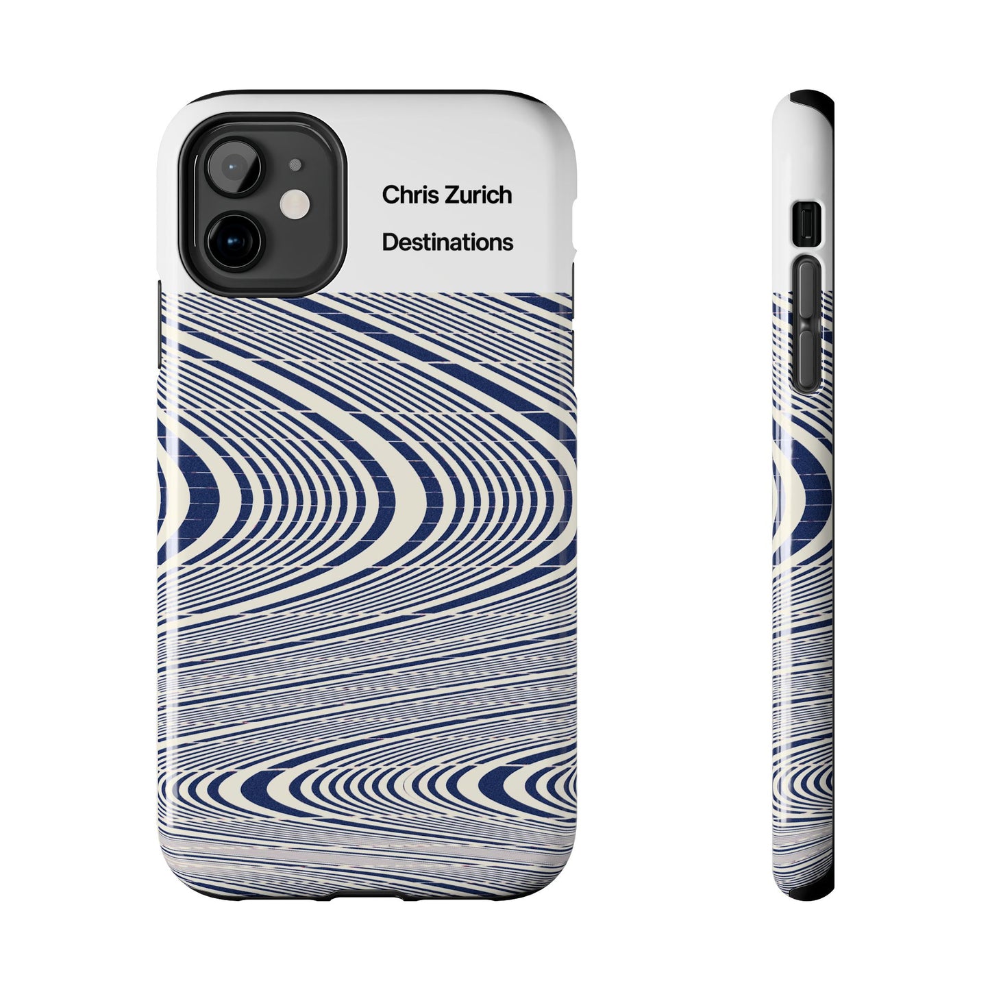 Destinations - Blue Wave Optical Art phone case | abstract line pattern, Chris Zurich Destinations