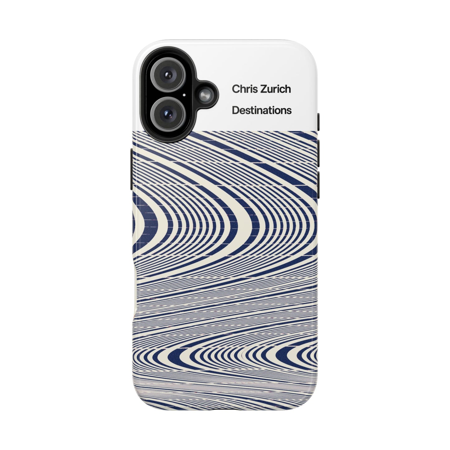 Destinations - Blue Wave Optical Art phone case | abstract line pattern, Chris Zurich Destinations