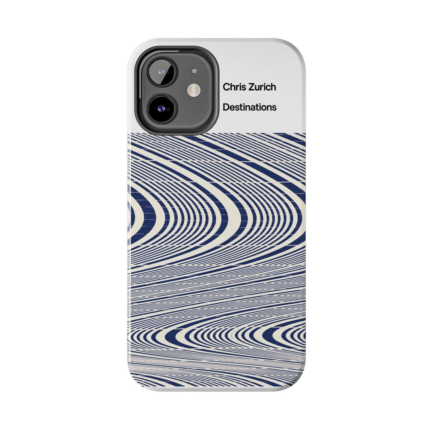 Destinations - Blue Wave Optical Art phone case | abstract line pattern, Chris Zurich Destinations