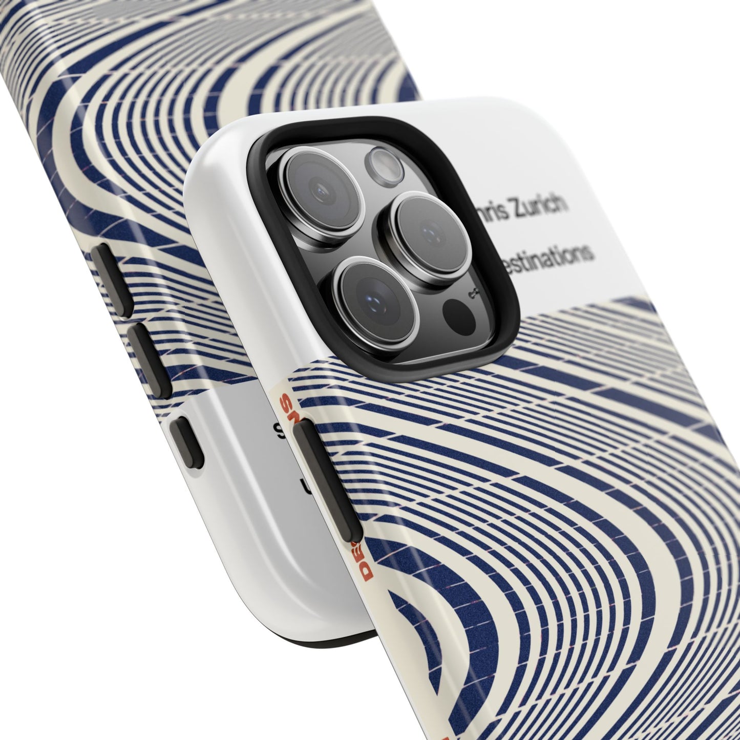 Destinations - Blue Wave Optical Art phone case | abstract line pattern, Chris Zurich Destinations