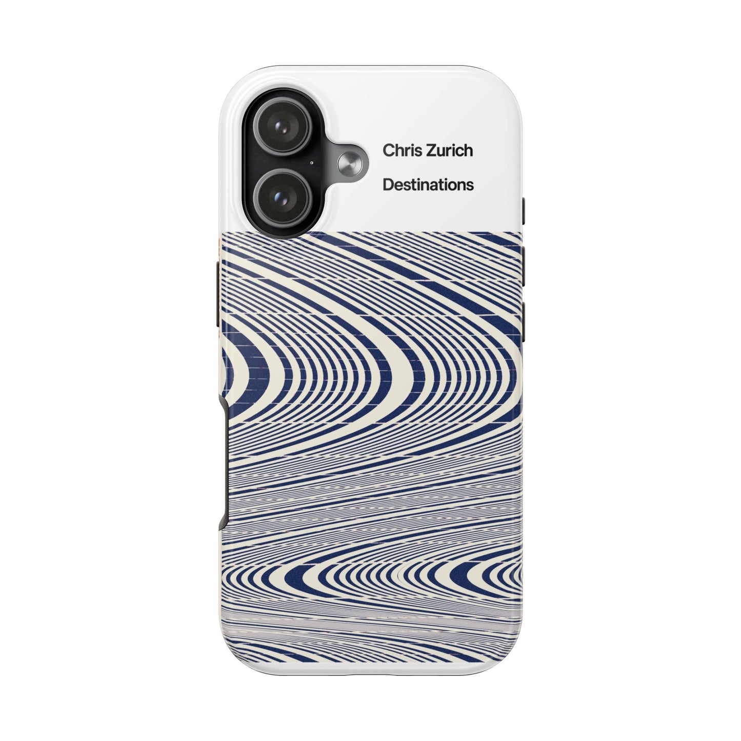 Destinations - Blue Wave Optical Art phone case | abstract line pattern, Chris Zurich Destinations