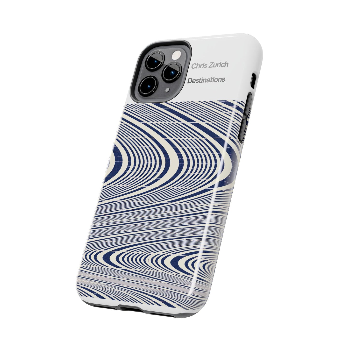 Destinations - Blue Wave Optical Art phone case | abstract line pattern, Chris Zurich Destinations