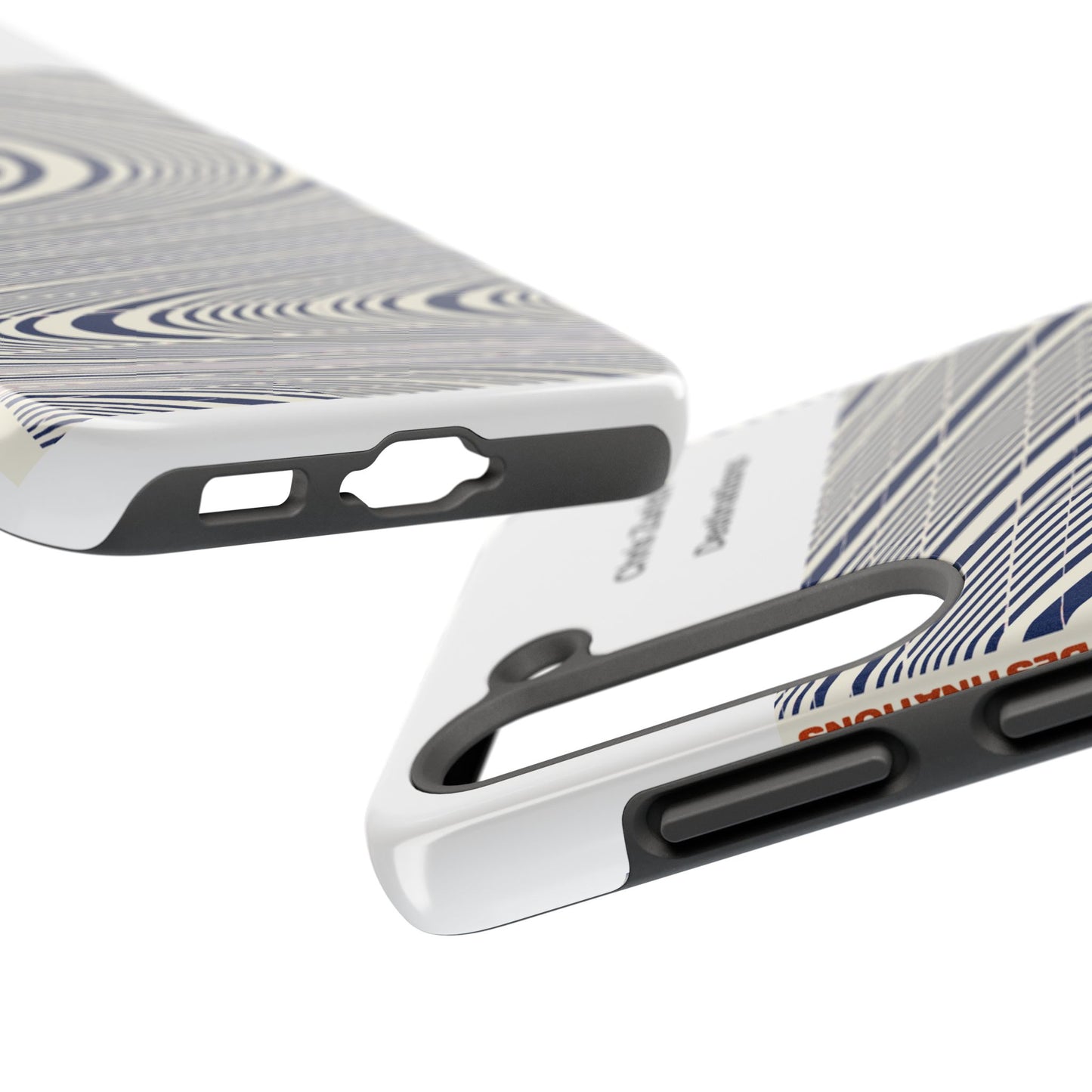 Destinations - Blue Wave Optical Art phone case | abstract line pattern, Chris Zurich Destinations