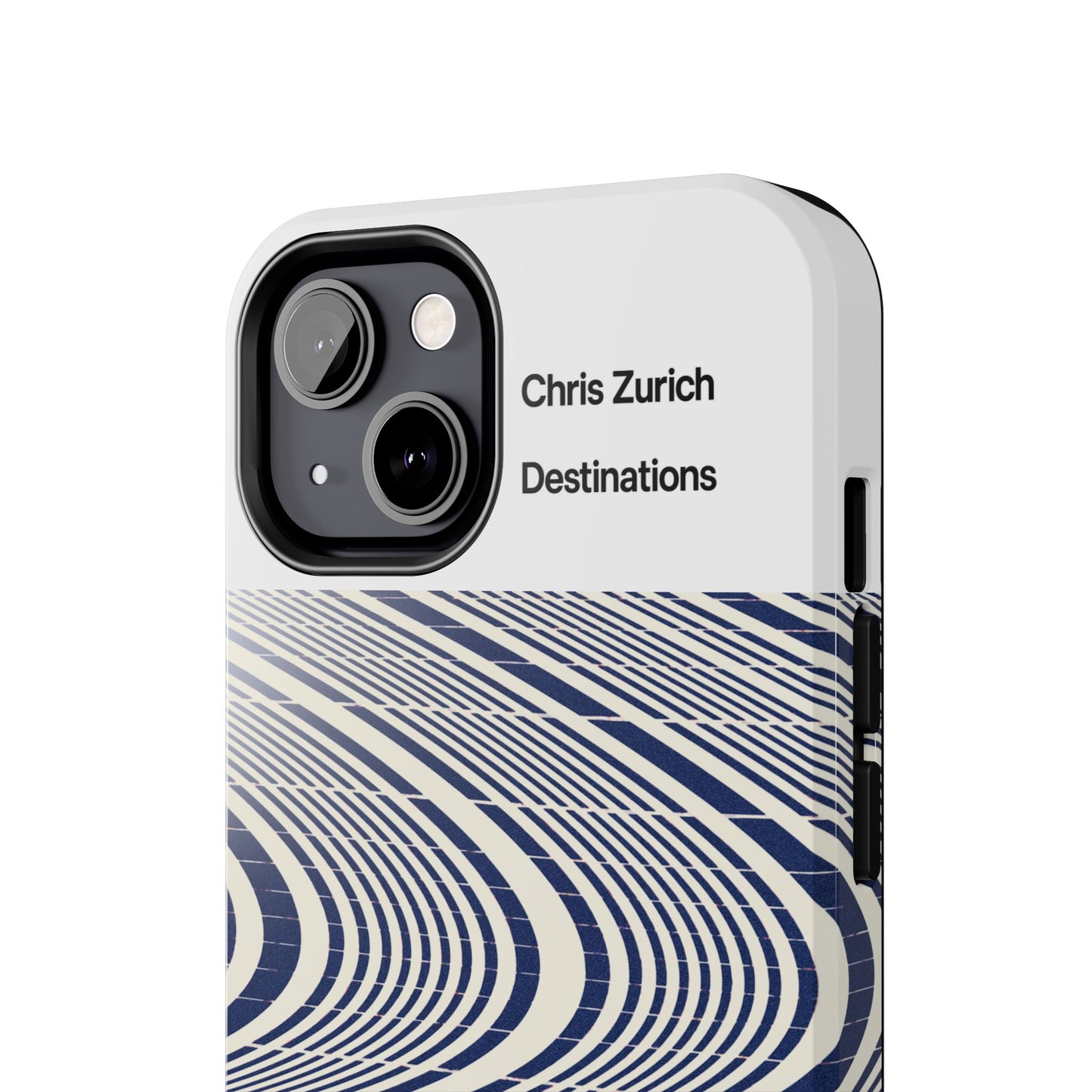 Destinations - Blue Wave Optical Art phone case | abstract line pattern, Chris Zurich Destinations