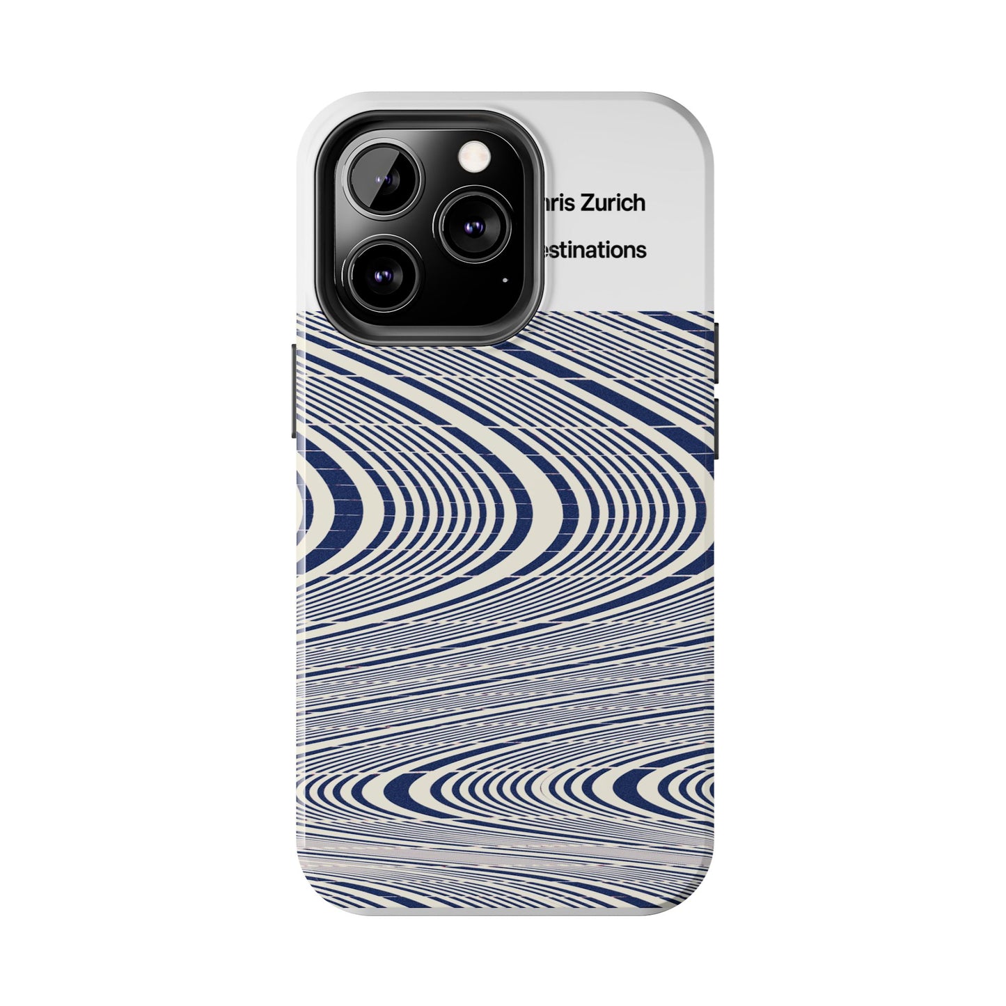 Destinations - Blue Wave Optical Art phone case | abstract line pattern, Chris Zurich Destinations
