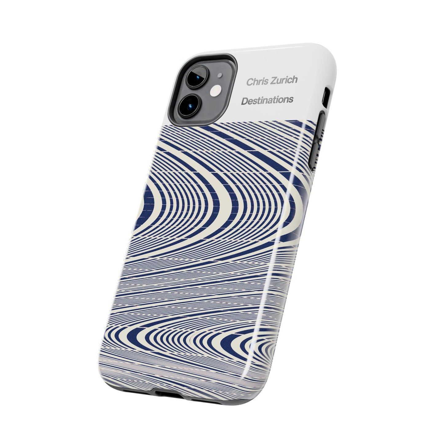 Destinations - Blue Wave Optical Art phone case | abstract line pattern, Chris Zurich Destinations