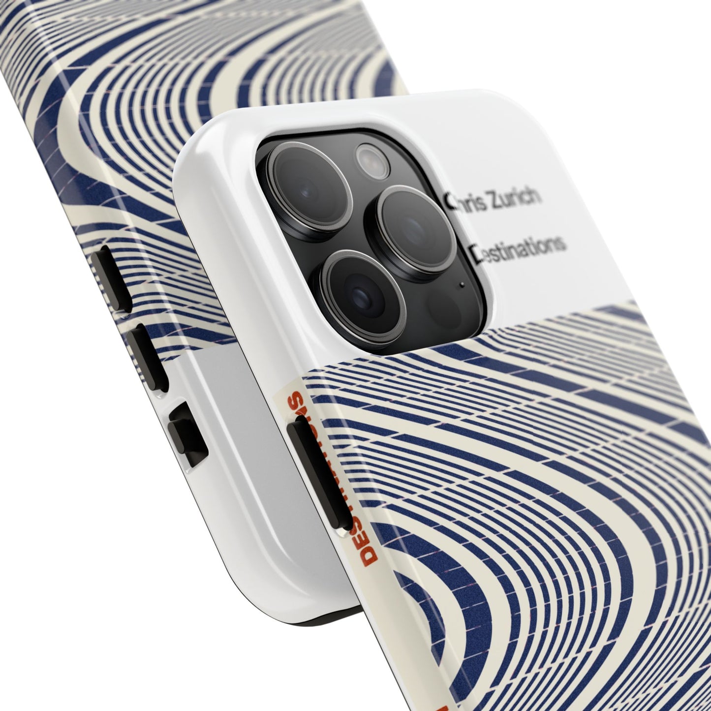 Destinations - Blue Wave Optical Art phone case | abstract line pattern, Chris Zurich Destinations