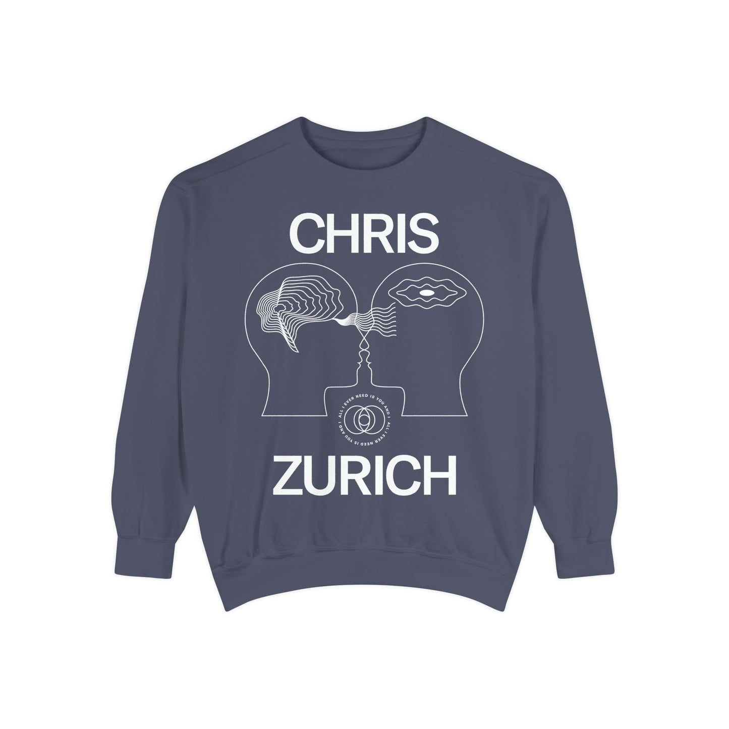 You and I - Chris Zurich graphic sweatshirt | illustrated heads connecting, camera motif