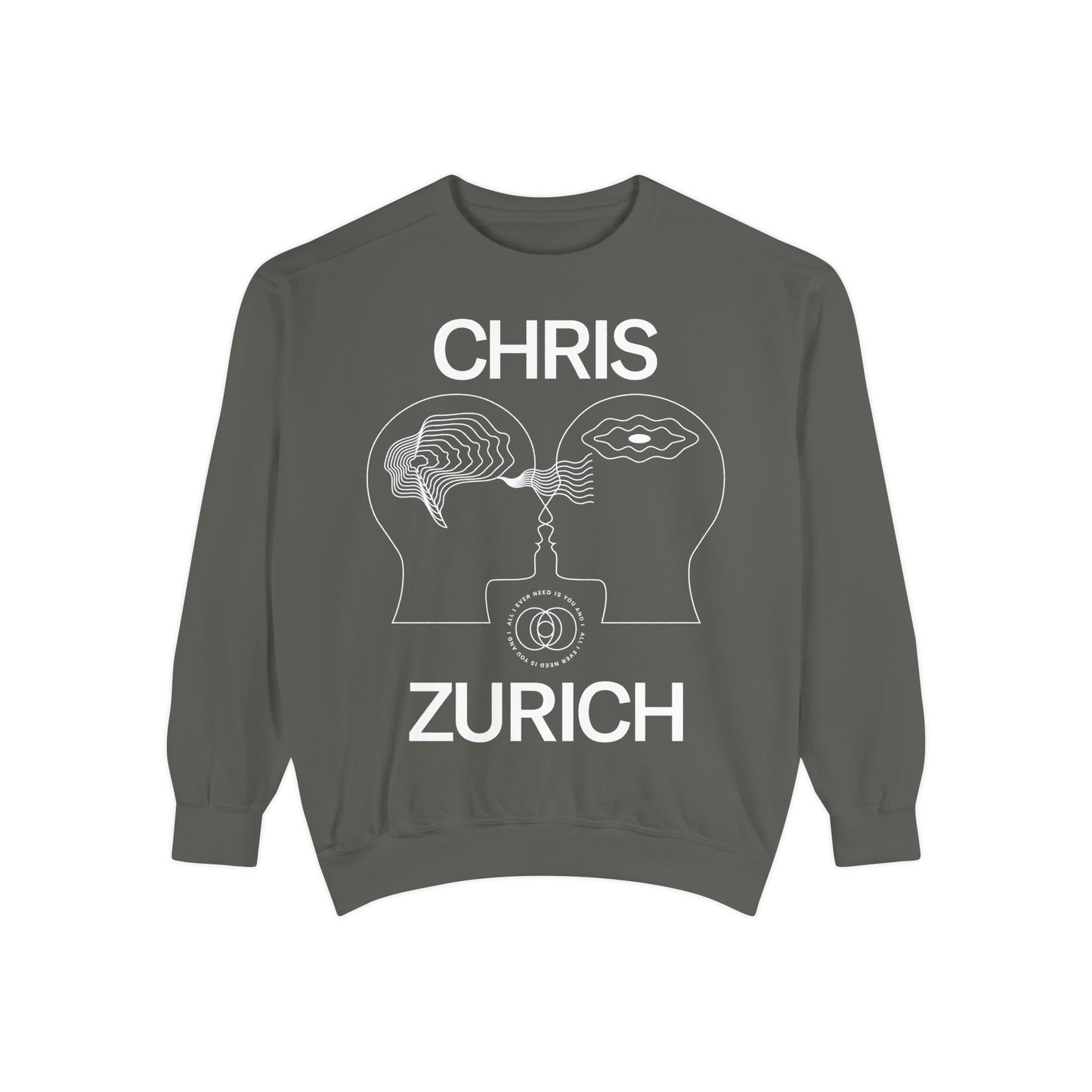 You and I - Chris Zurich graphic sweatshirt | illustrated heads connecting, camera motif