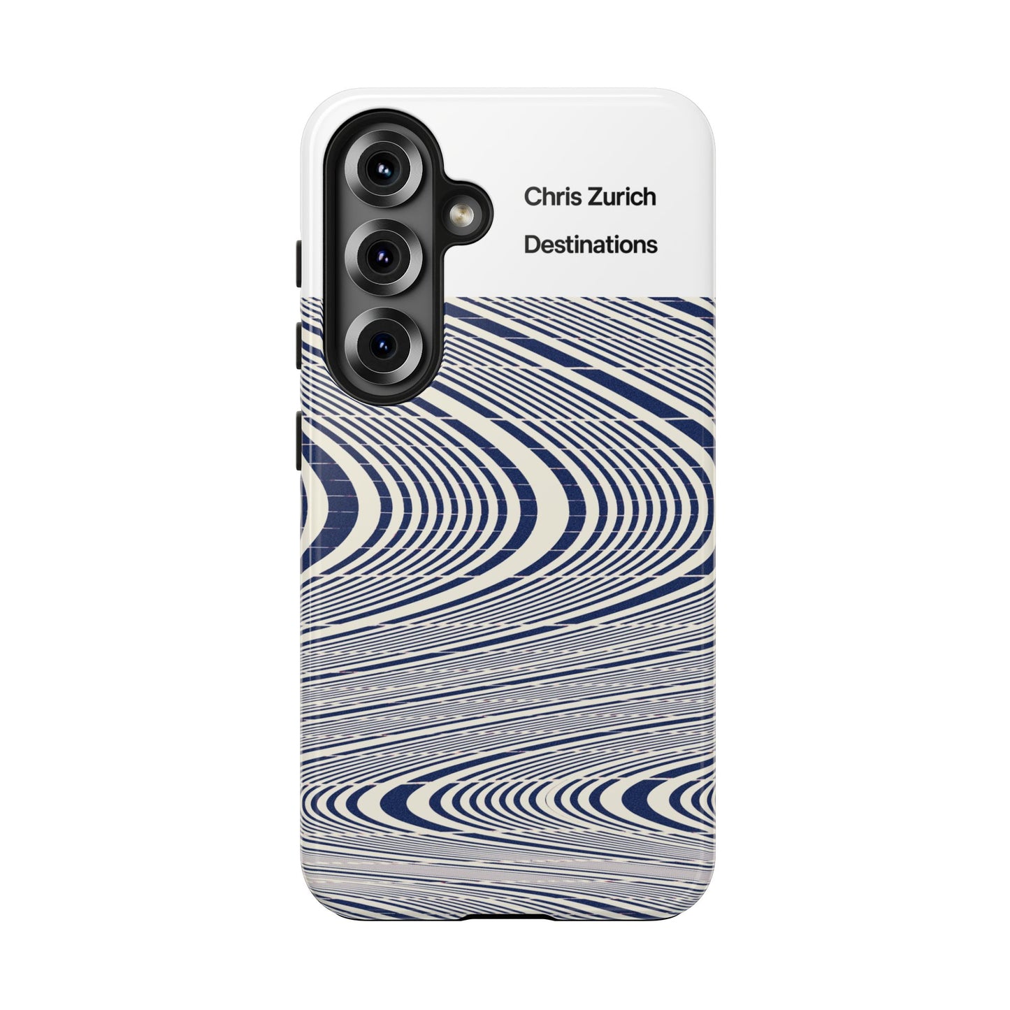 Destinations - Blue Wave Optical Art phone case | abstract line pattern, Chris Zurich Destinations