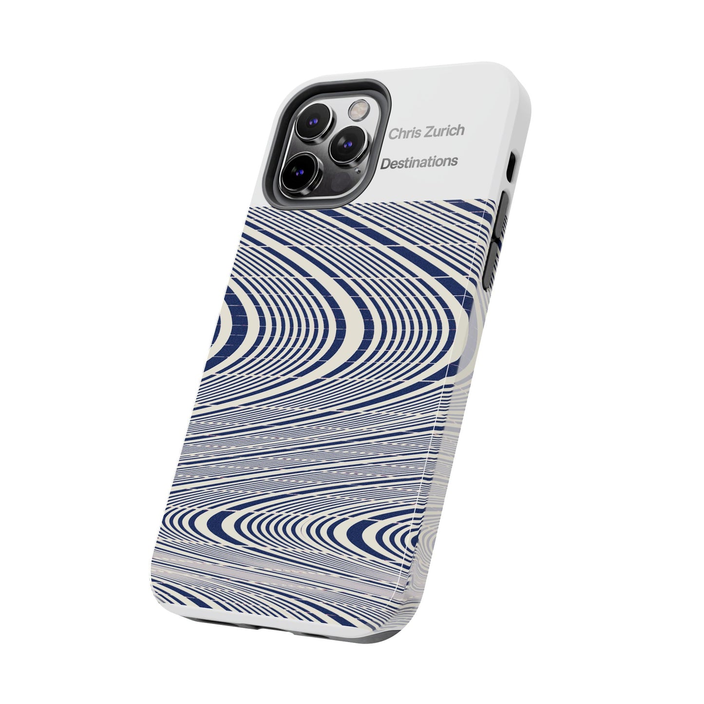 Destinations - Blue Wave Optical Art phone case | abstract line pattern, Chris Zurich Destinations
