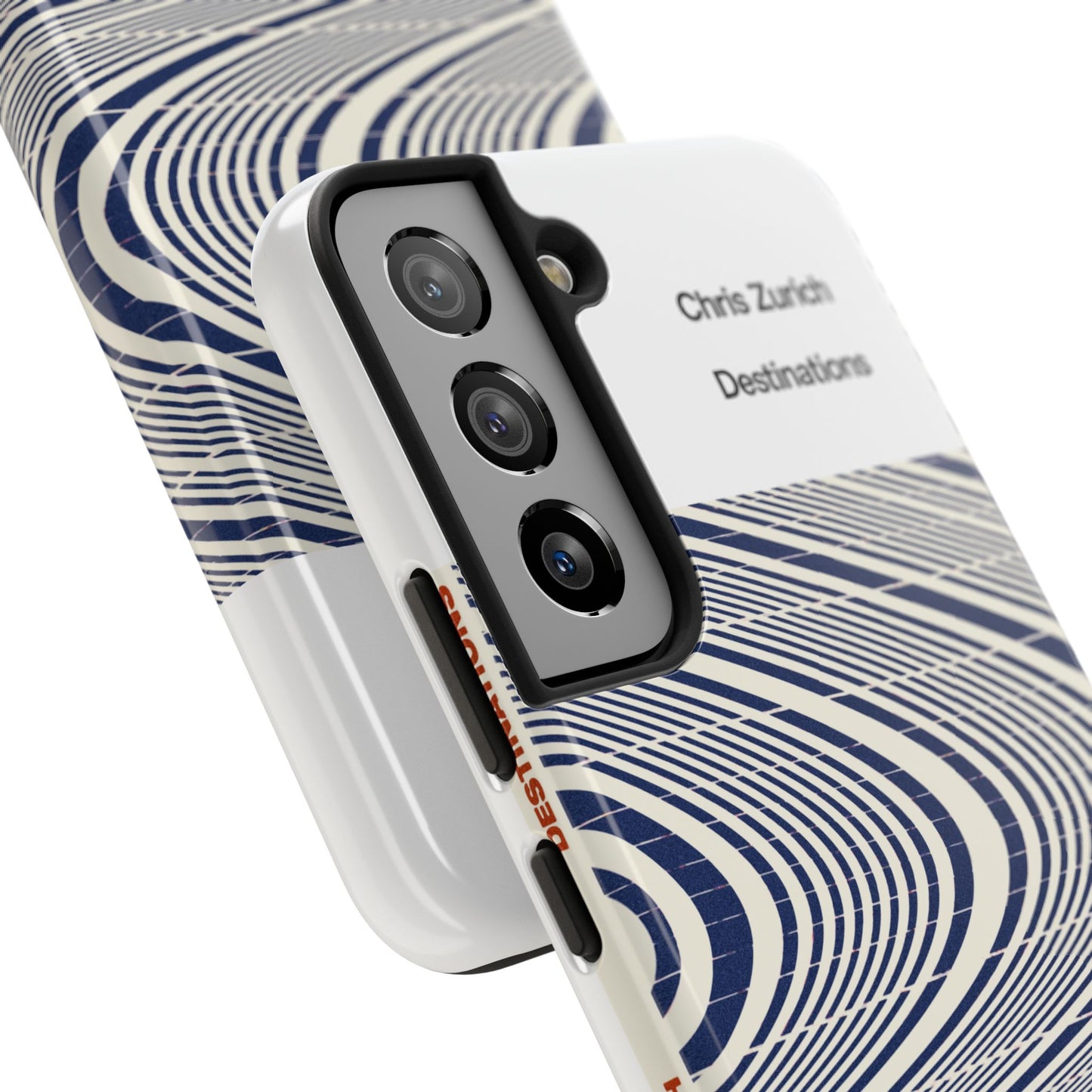 Destinations - Blue Wave Optical Art phone case | abstract line pattern, Chris Zurich Destinations