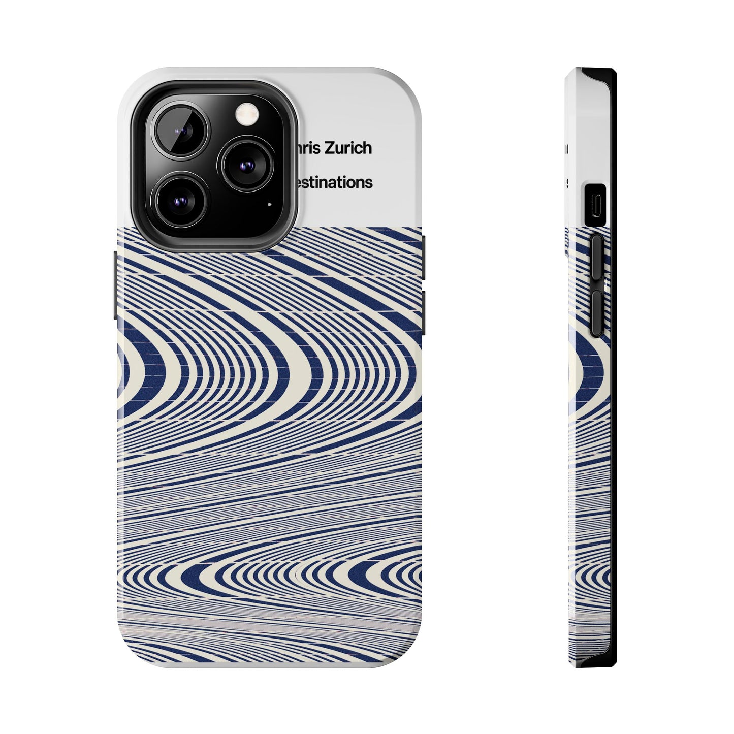 Destinations - Blue Wave Optical Art phone case | abstract line pattern, Chris Zurich Destinations