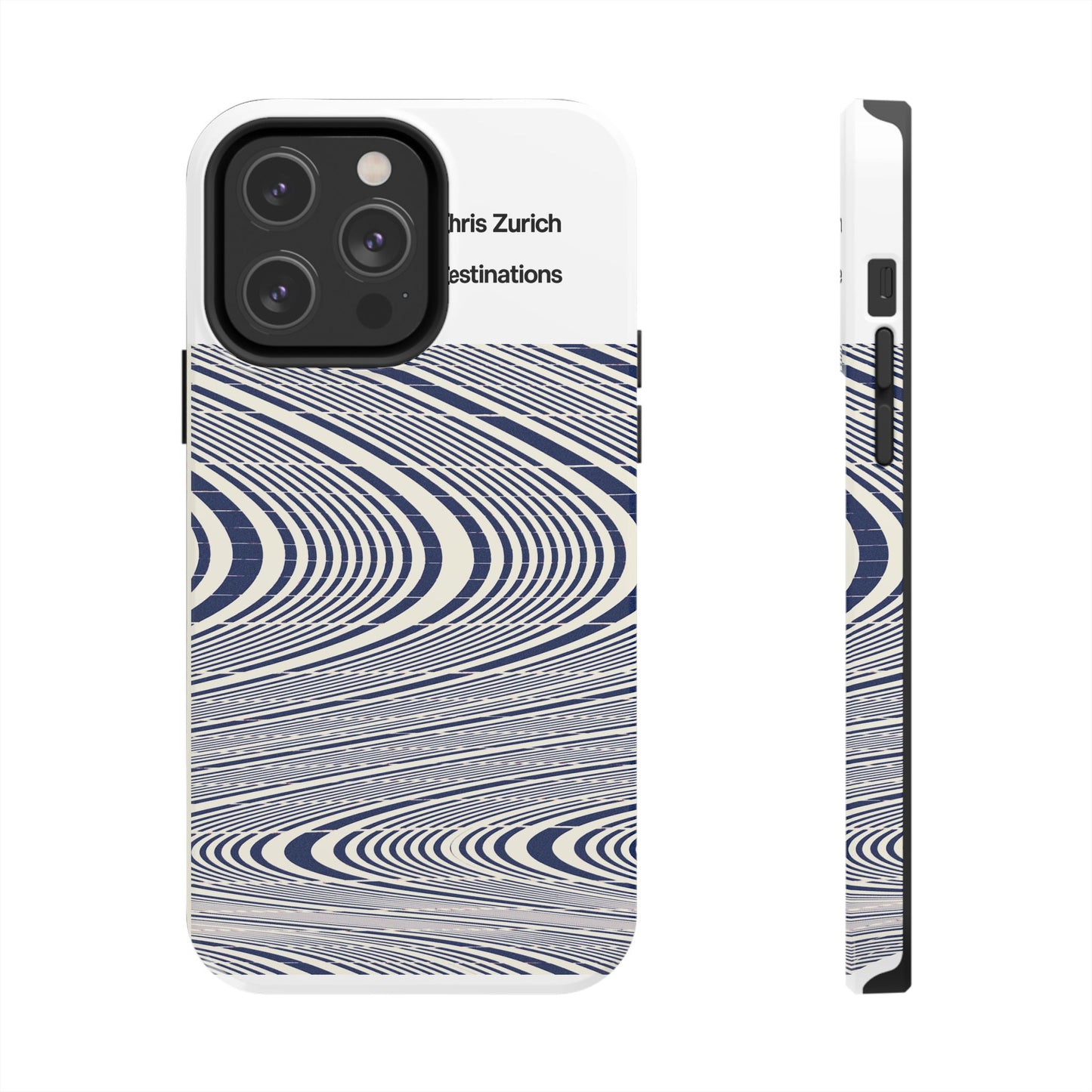 Destinations - Blue Wave Optical Art phone case | abstract line pattern, Chris Zurich Destinations