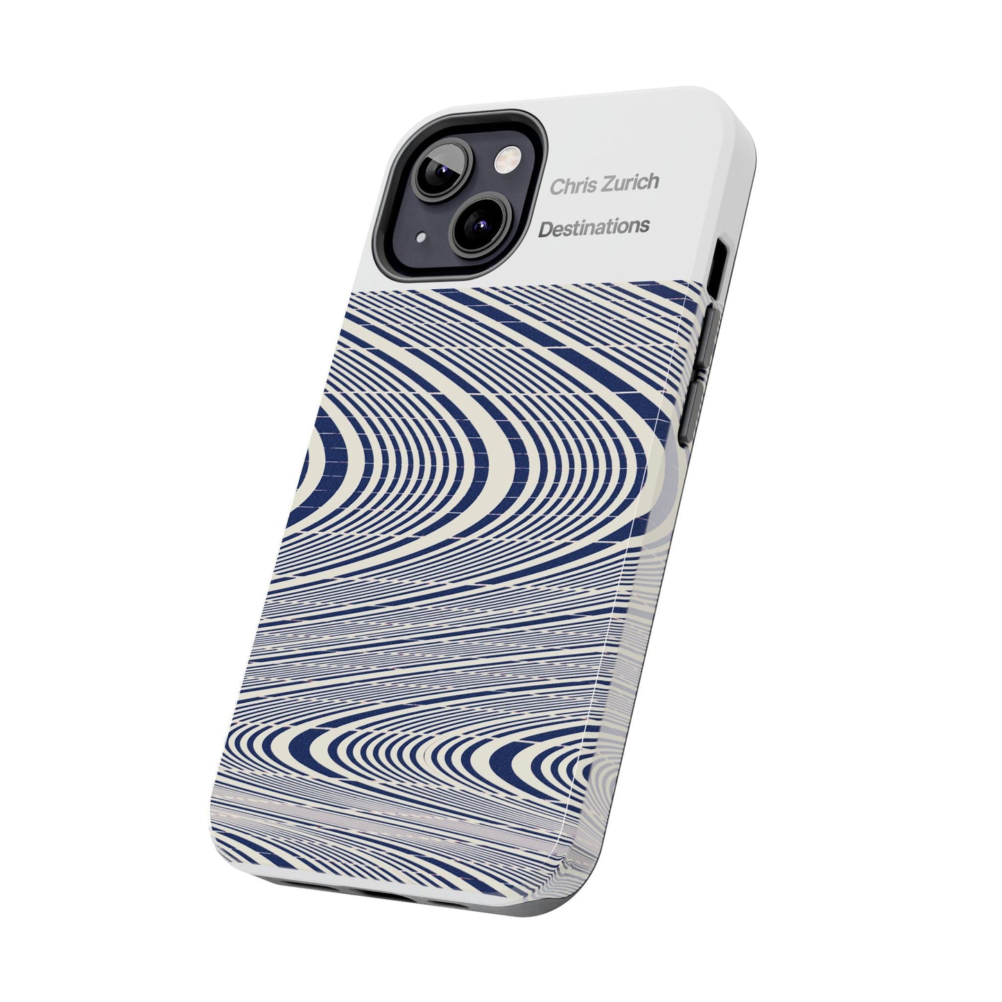 Destinations - Blue Wave Optical Art phone case | abstract line pattern, Chris Zurich Destinations