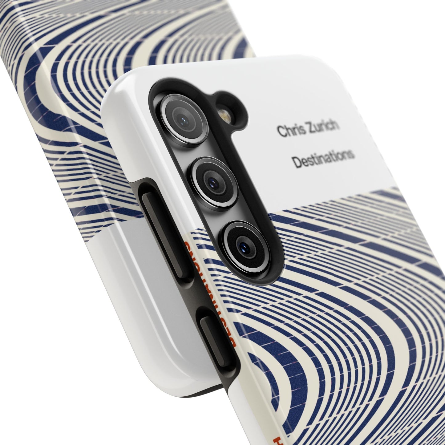 Destinations - Blue Wave Optical Art phone case | abstract line pattern, Chris Zurich Destinations