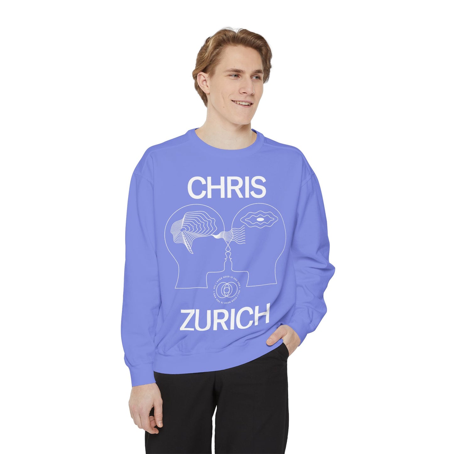 You and I - Chris Zurich graphic sweatshirt | illustrated heads connecting, camera motif