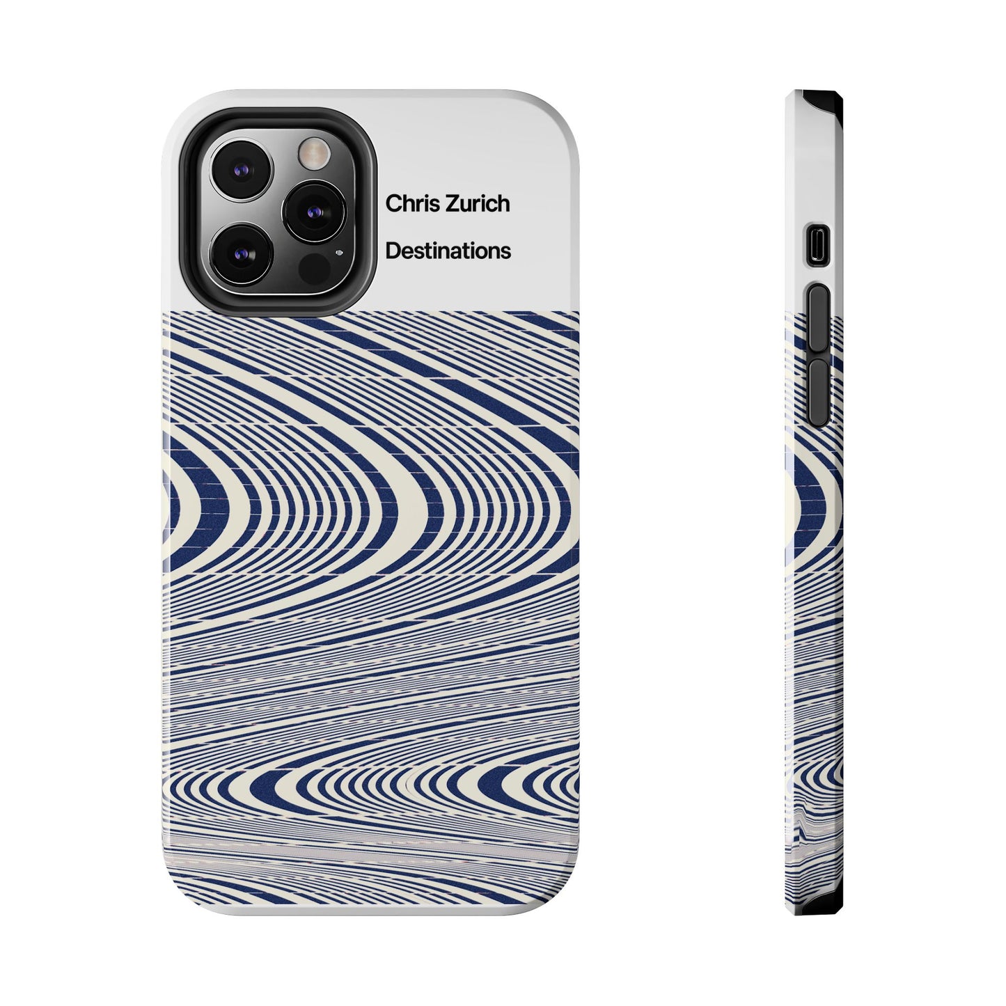 Destinations - Blue Wave Optical Art phone case | abstract line pattern, Chris Zurich Destinations