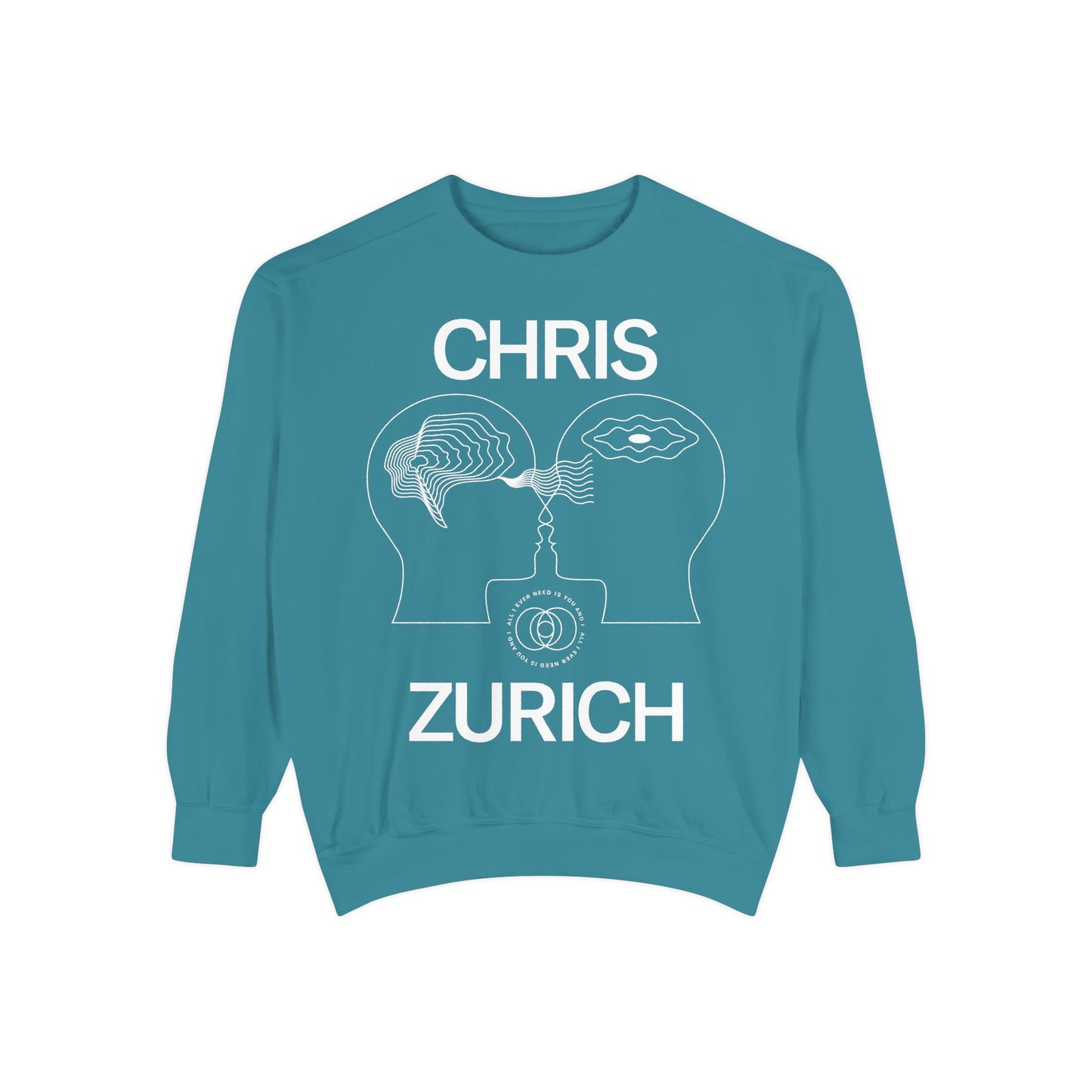 You and I - Chris Zurich graphic sweatshirt | illustrated heads connecting, camera motif