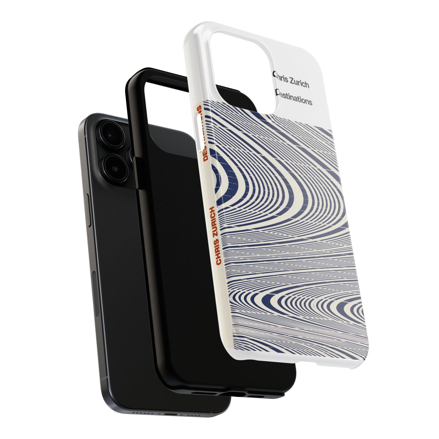 Destinations - Blue Wave Optical Art phone case | abstract line pattern, Chris Zurich Destinations