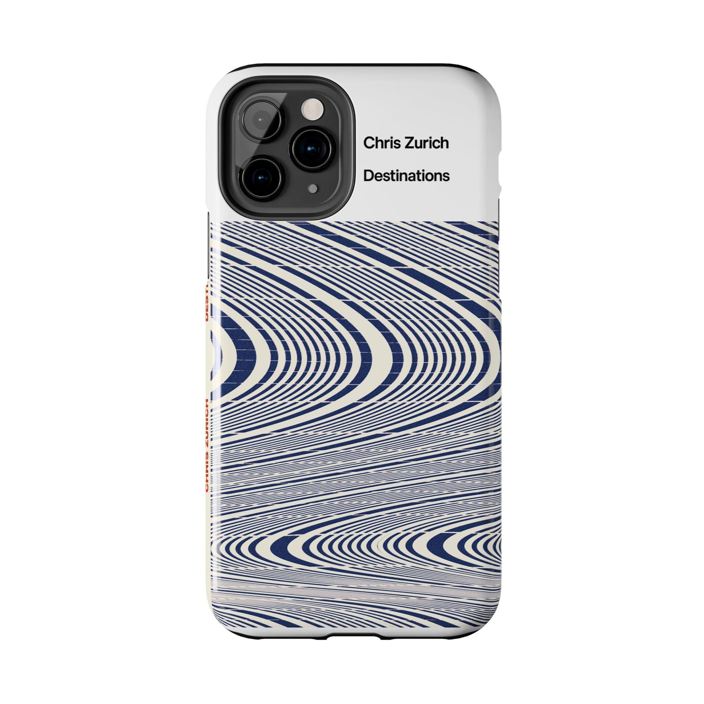 Destinations - Blue Wave Optical Art phone case | abstract line pattern, Chris Zurich Destinations