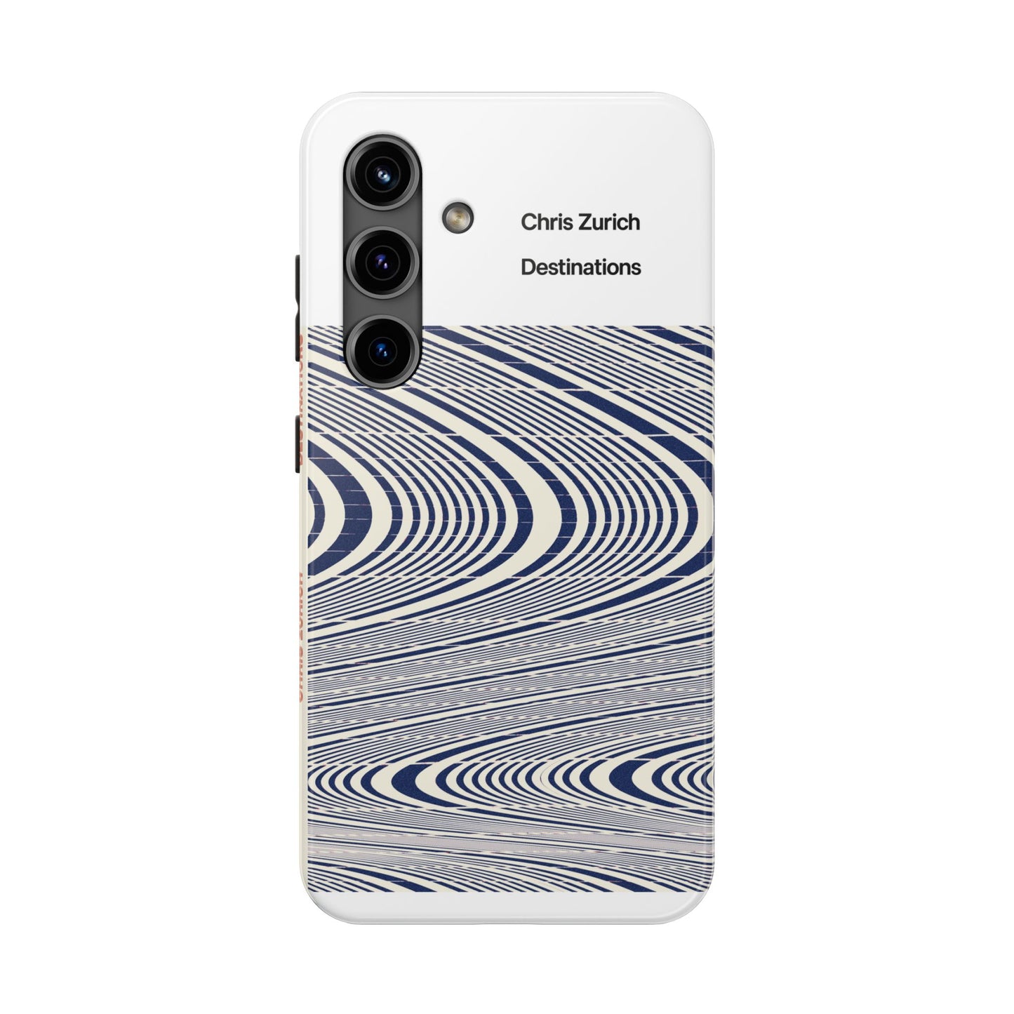 Destinations - Blue Wave Optical Art phone case | abstract line pattern, Chris Zurich Destinations